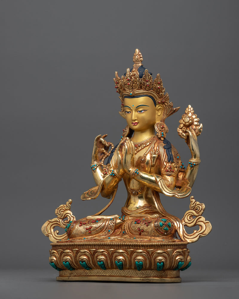 Chenrezig with The Unwavering Eye of Compassion Sculpture | Embodiment of Mercy