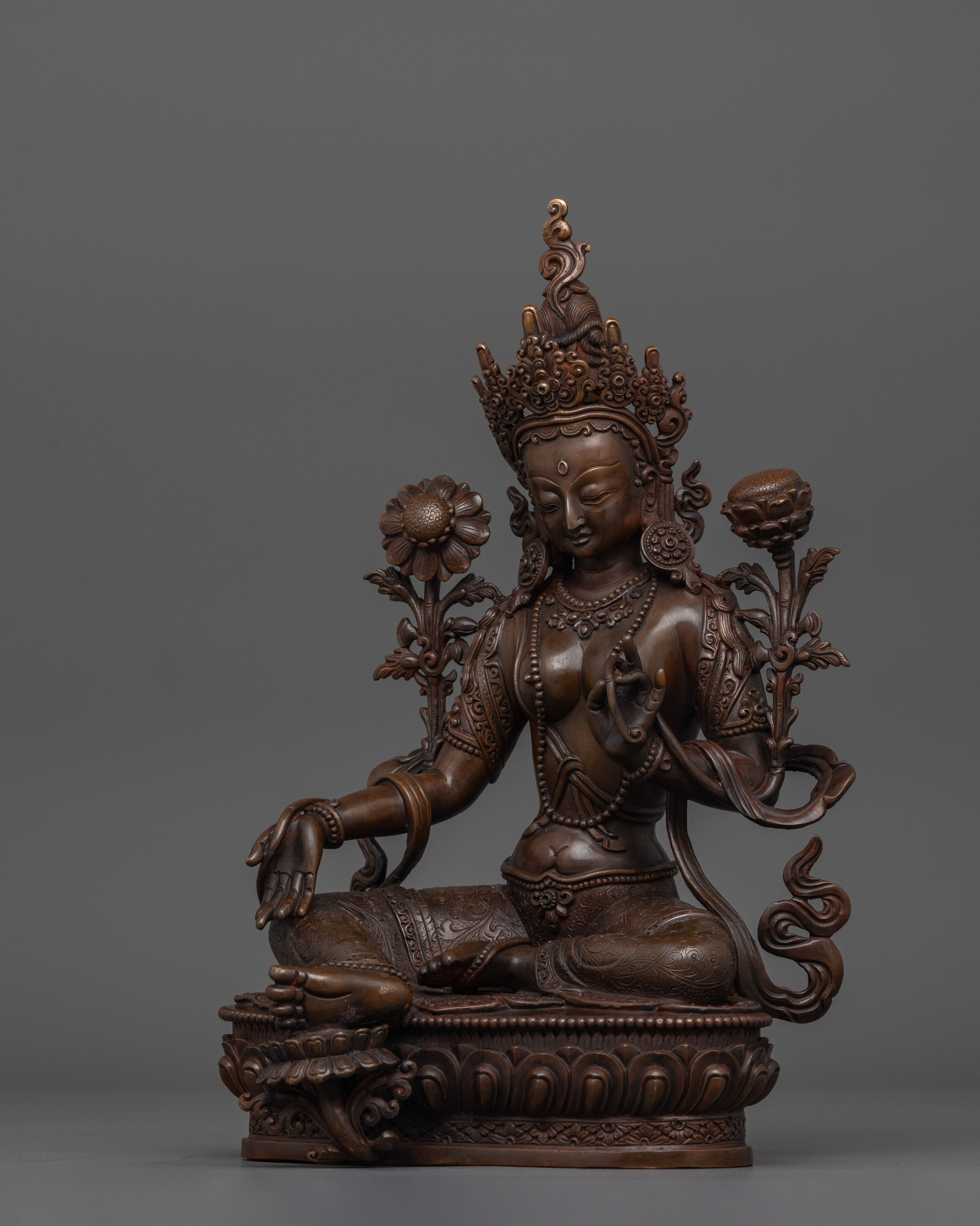 Green Tara Buddhist Saviouress Sculpture | Symbol of Compassion and Enlightenment