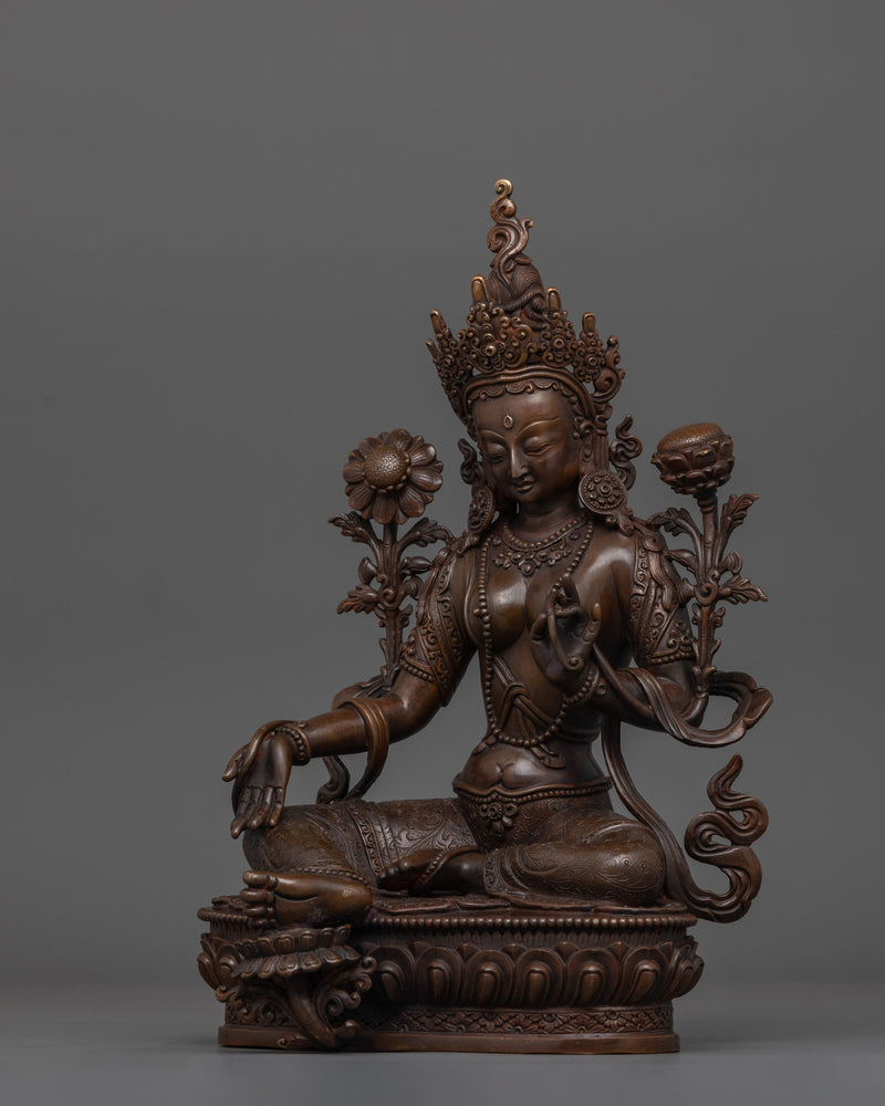 Green Tara Buddhist Saviouress Sculpture | Symbol of Compassion and Enlightenment