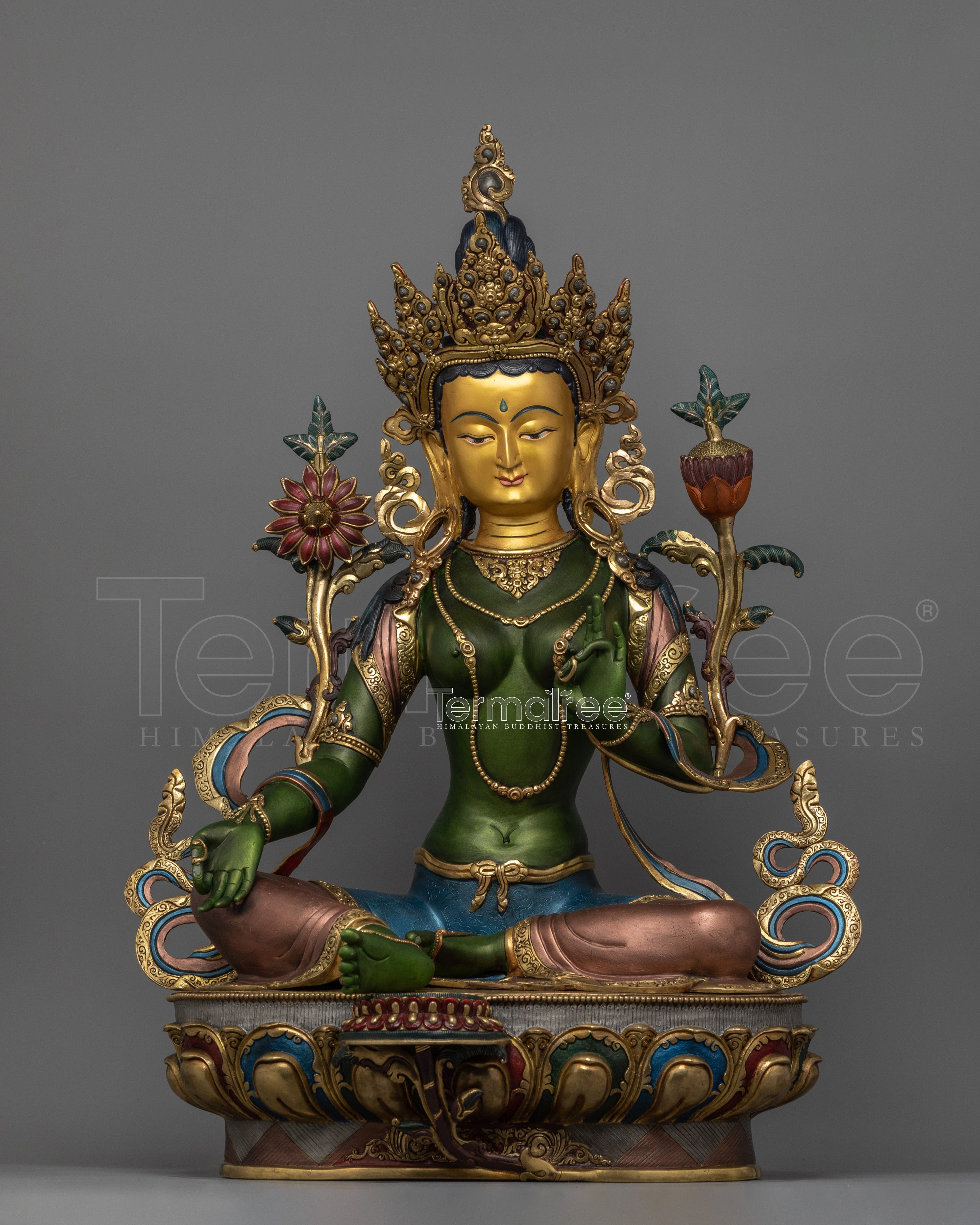 Healing Buddhist Deity Green Tara Figurine | The Compassionate Protector