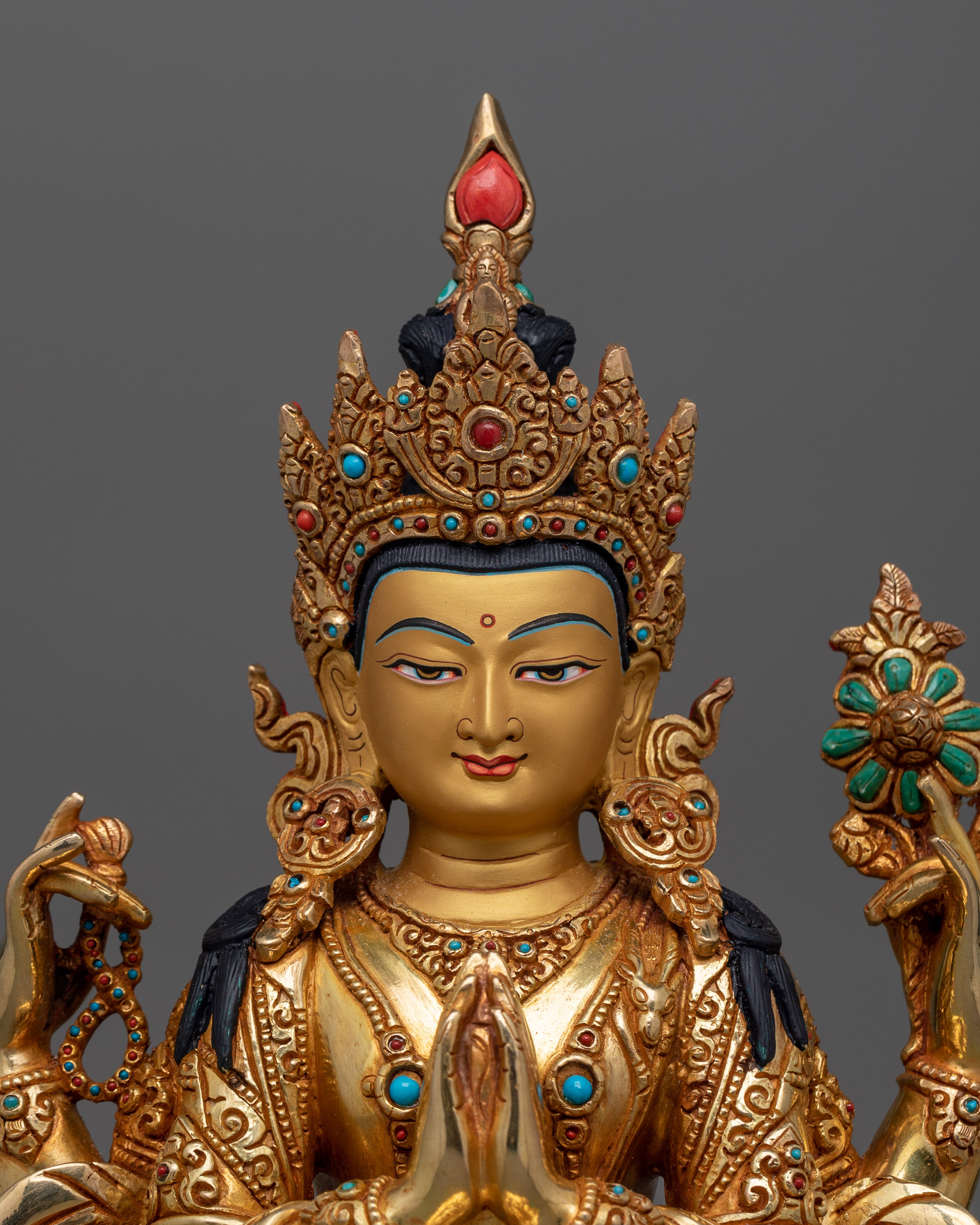 Bodhisattva Compassionate Deity Chenresig Figurine | Symbol of Mercy and Benevolence