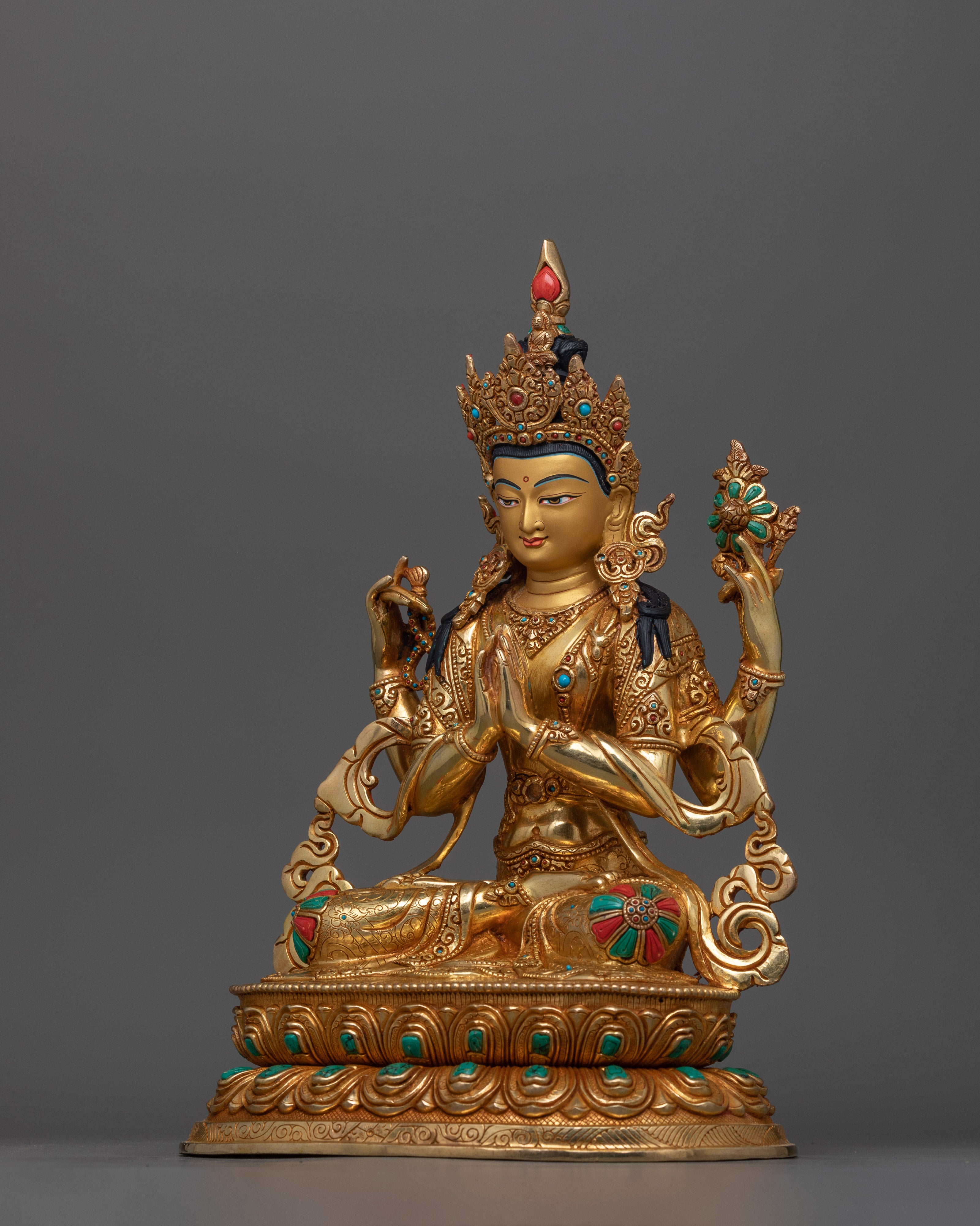 Bodhisattva Compassionate Deity Chenresig Figurine | Symbol of Mercy and Benevolence