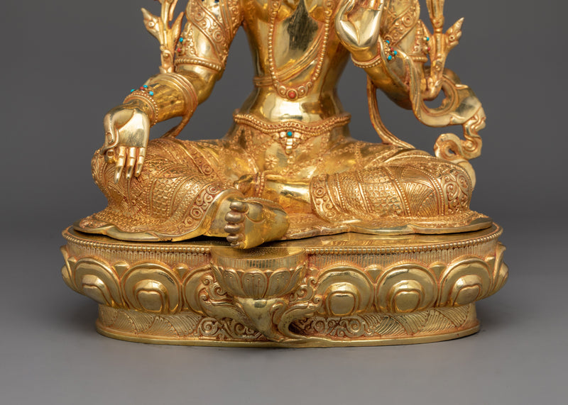 Green Tara the Swift Savior Sculpture | Spiritual Decor for Meditation and Buddhist Shrine