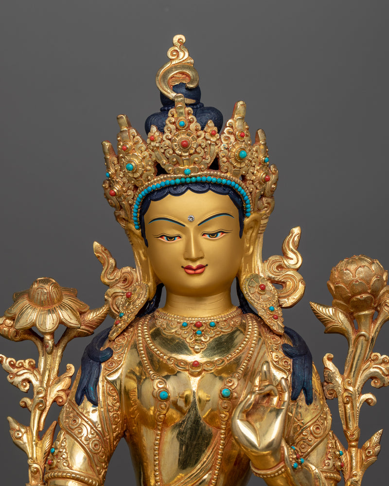 Green Tara the Swift Savior Sculpture | Spiritual Decor for Meditation and Buddhist Shrine