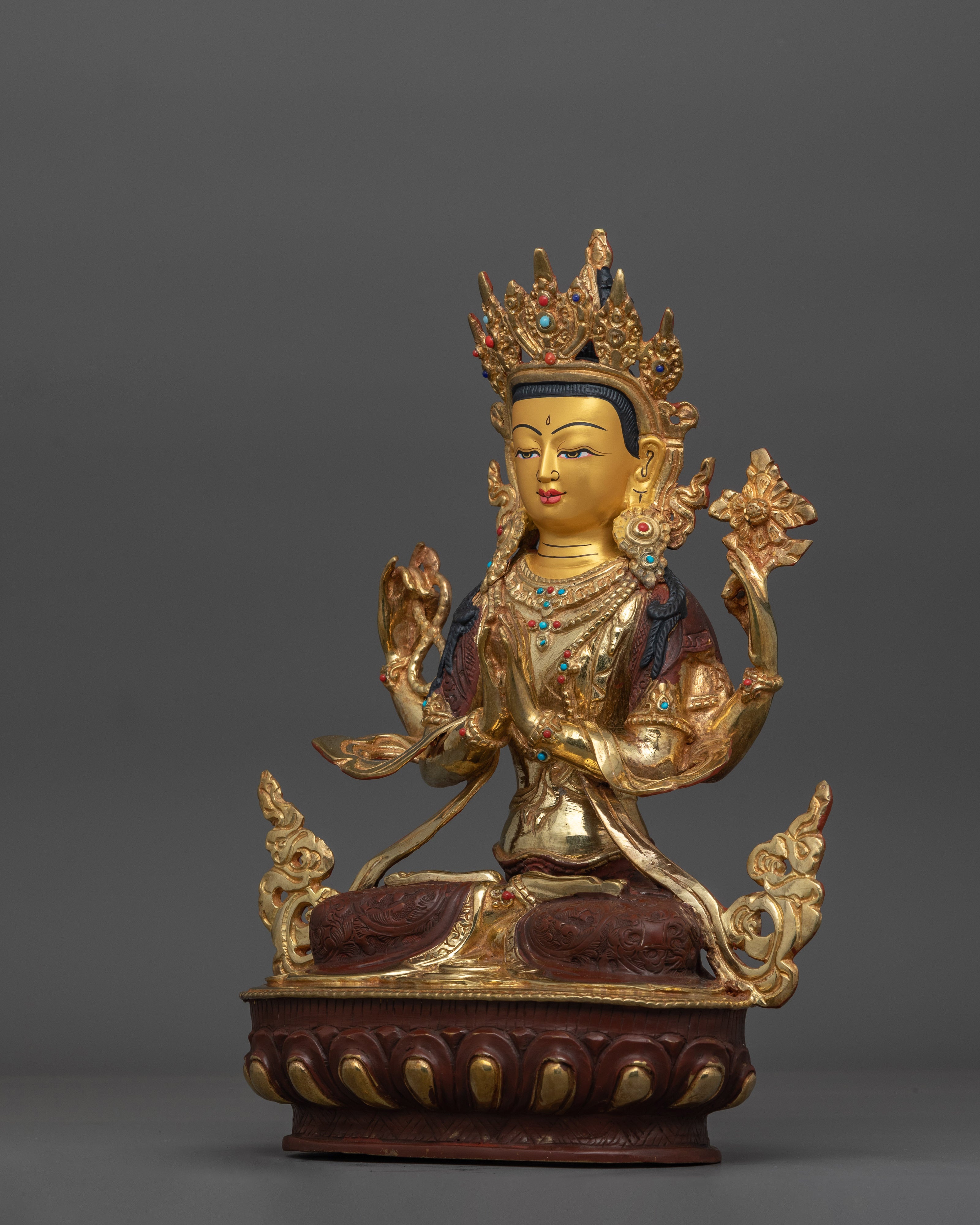Tibetan Chenrezig Compassion Buddha Sculpture | Compassion and Mercy Buddhism Deity Idol