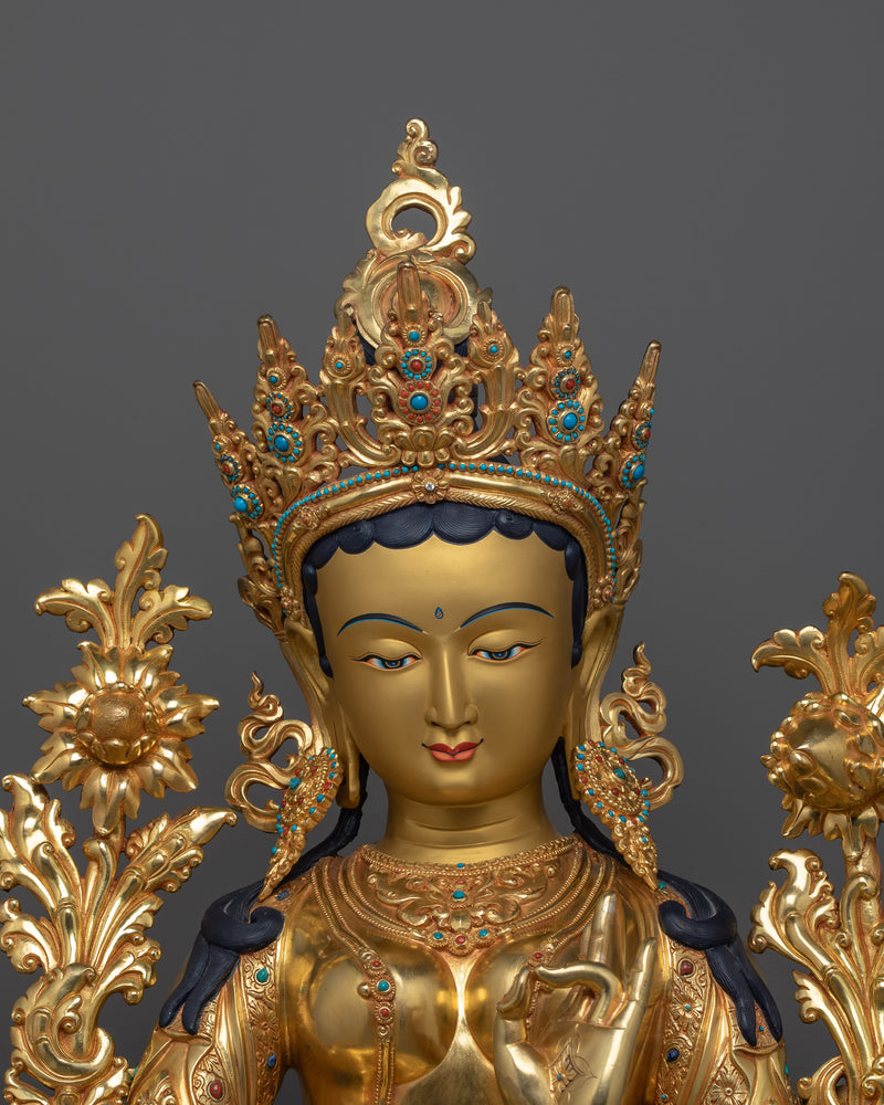 Divine Feminine Goddess Green Tara Sculpture | Enlightened Saviouress Deity
