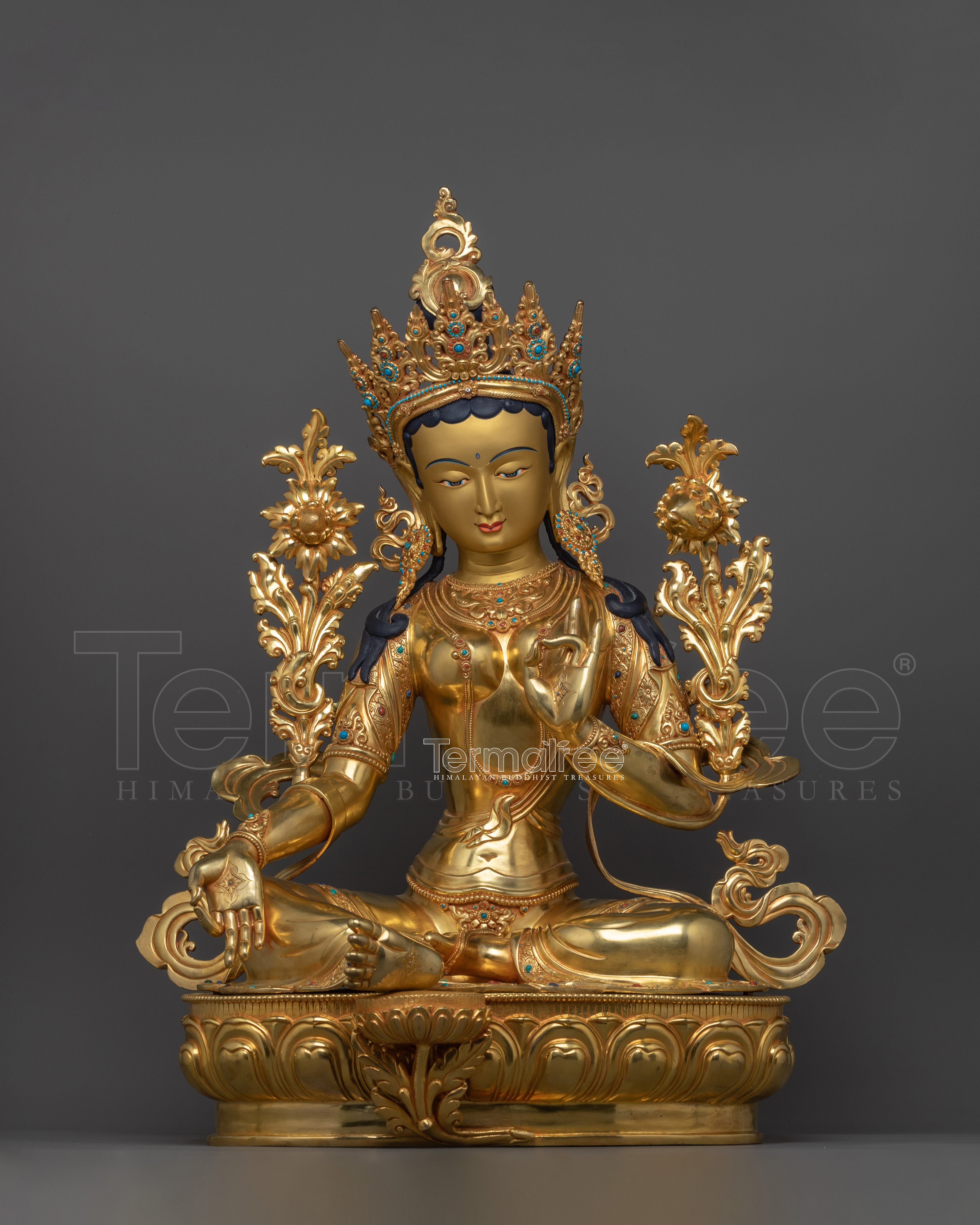 Divine Feminine Goddess Green Tara Sculpture | Enlightened Saviouress Deity