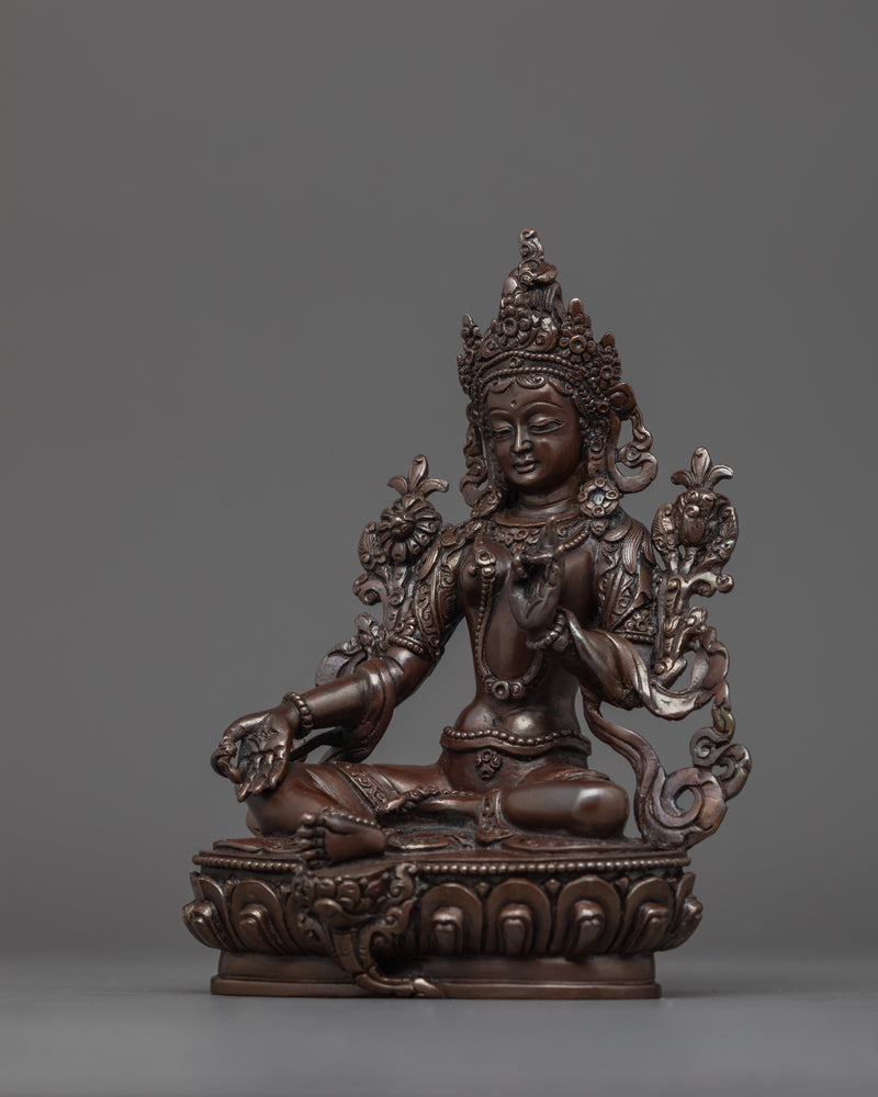 Arya Green Tara Buddhist Female Deity Sculpture | Divine Feminine Energy and Compassion