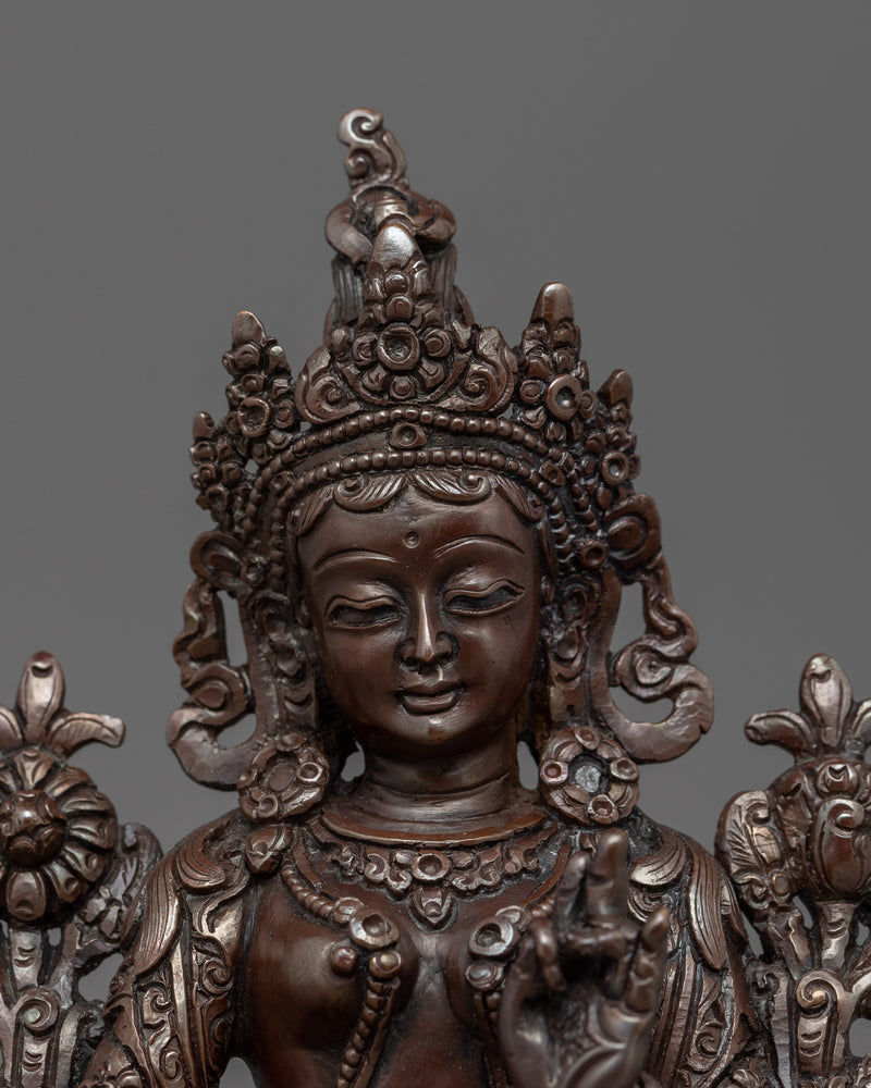 Arya Green Tara Buddhist Female Deity Sculpture | Divine Feminine Energy and Compassion