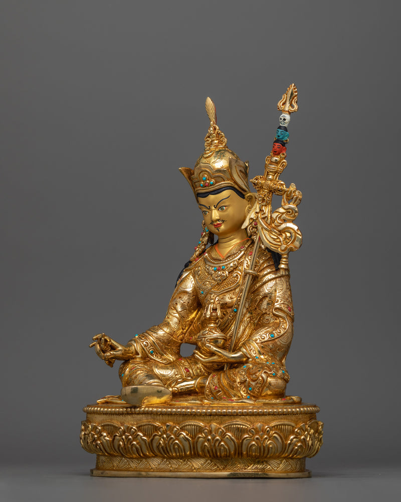 Guru Rinpoche Tibetan Tantric Master Sculpture | Symbol of Spiritual Power and Protection