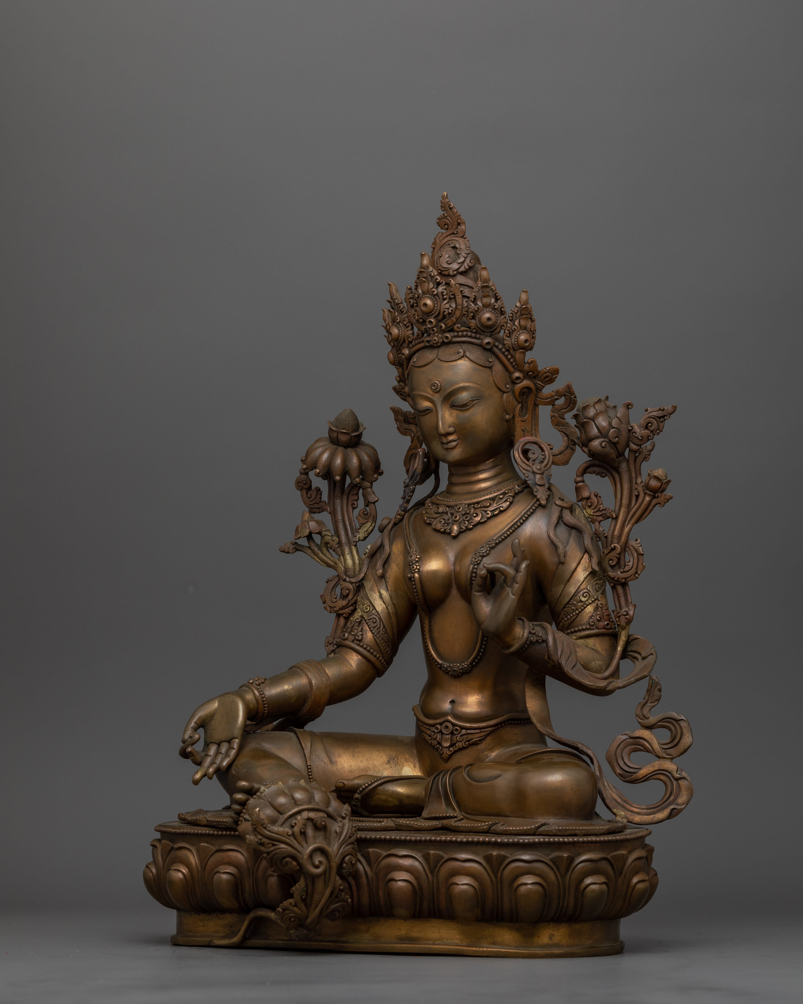 Healing Green Tara Statue for Shrine | Goddess of Compassion and Protection