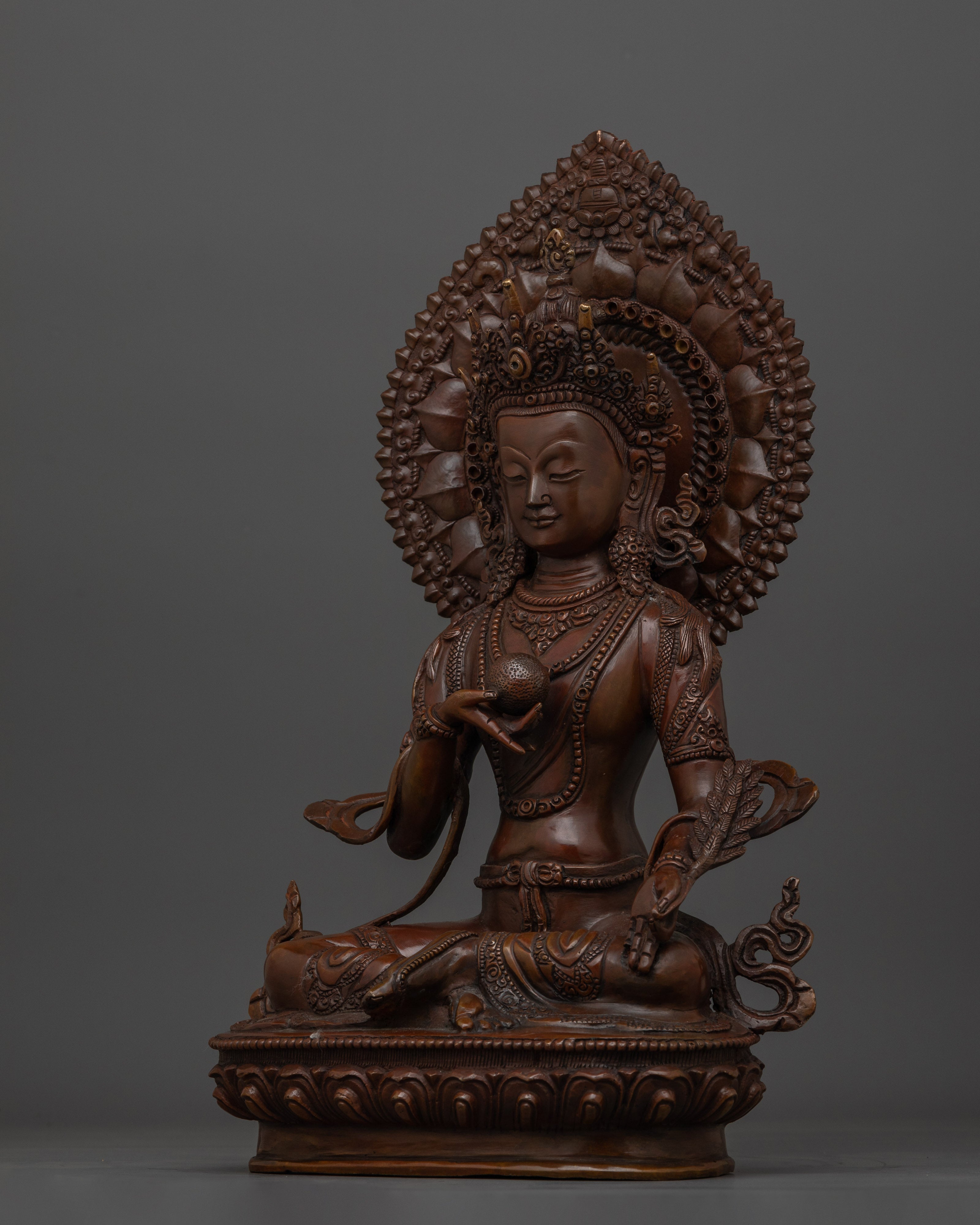 Oxidized Copper Kshitigarbha Saviour Bodhisattva Sculpture | Spiritual Guidance Decor