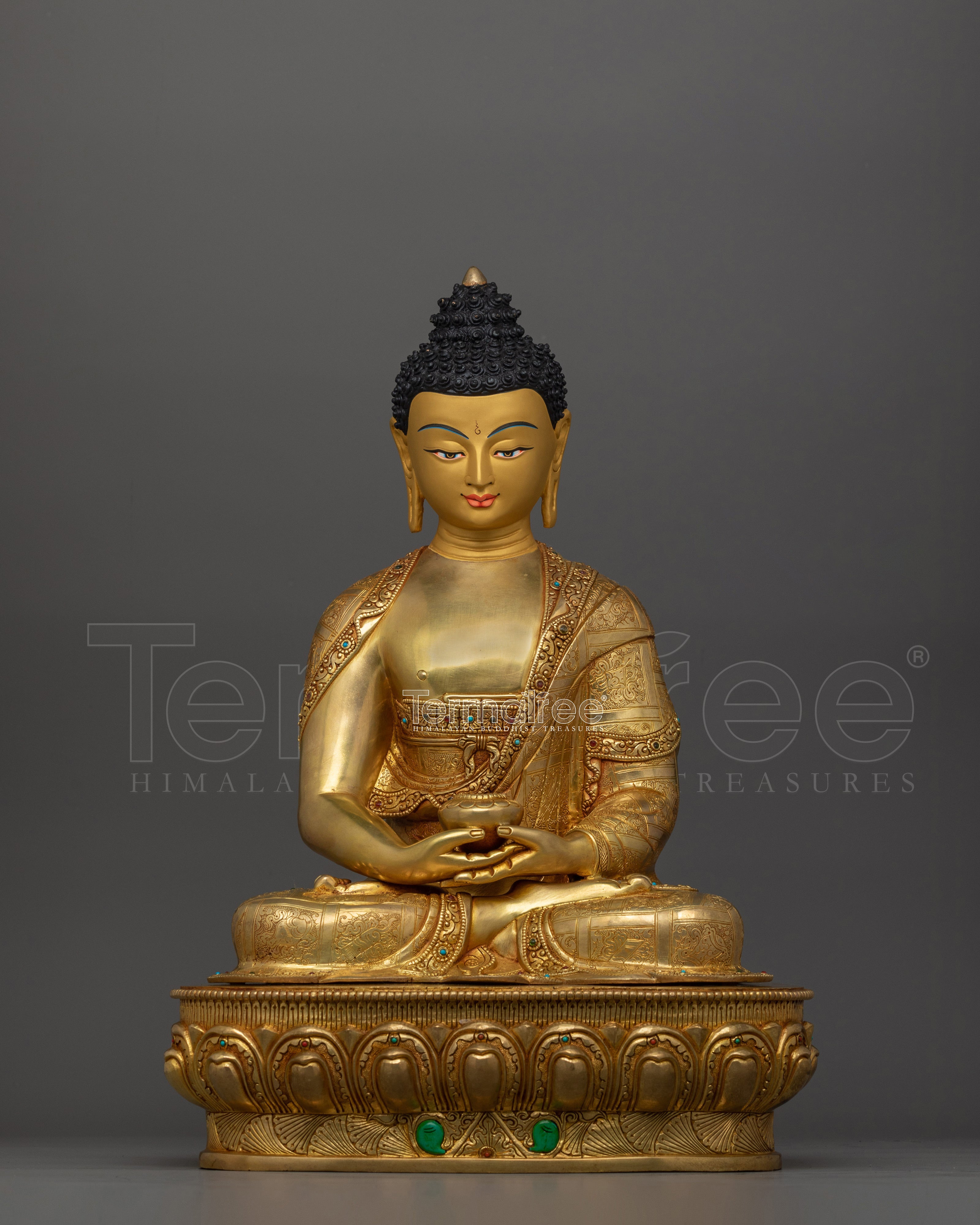 24K Gold Gilded Bodhisattva Amitabha Buddha Statue | Spiritual Peaceful Home Decor