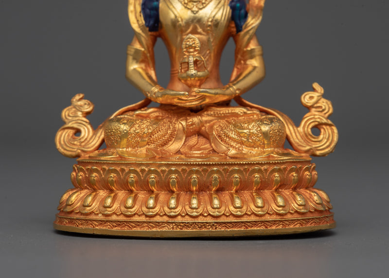 Gold Electroplated Buddhist Amitayus Sculpture | The Buddha of Boundless Life