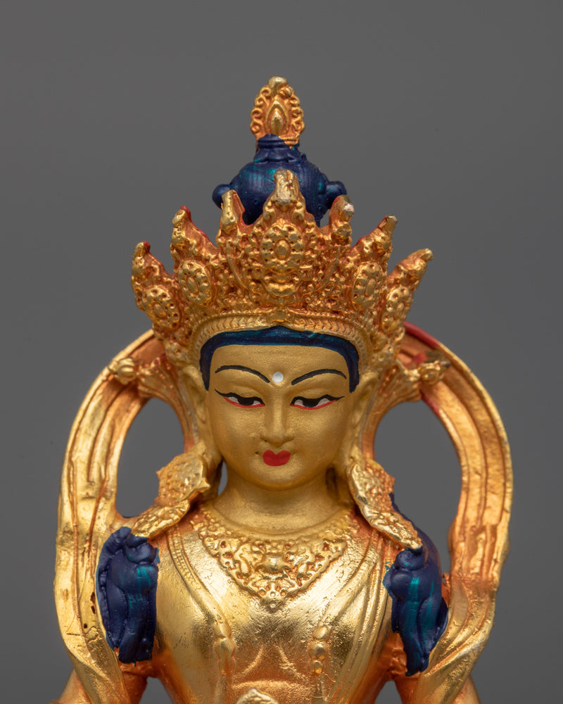 Gold Electroplated Buddhist Amitayus Sculpture | The Buddha of Boundless Life