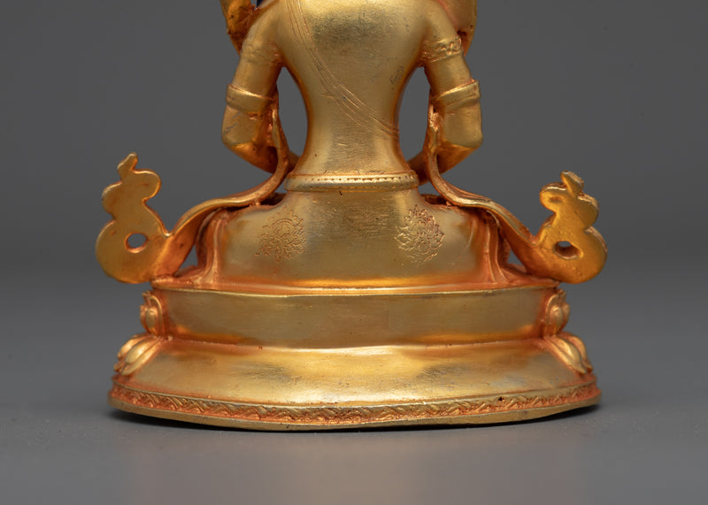 Gold Electroplated Buddhist Amitayus Sculpture | The Buddha of Boundless Life