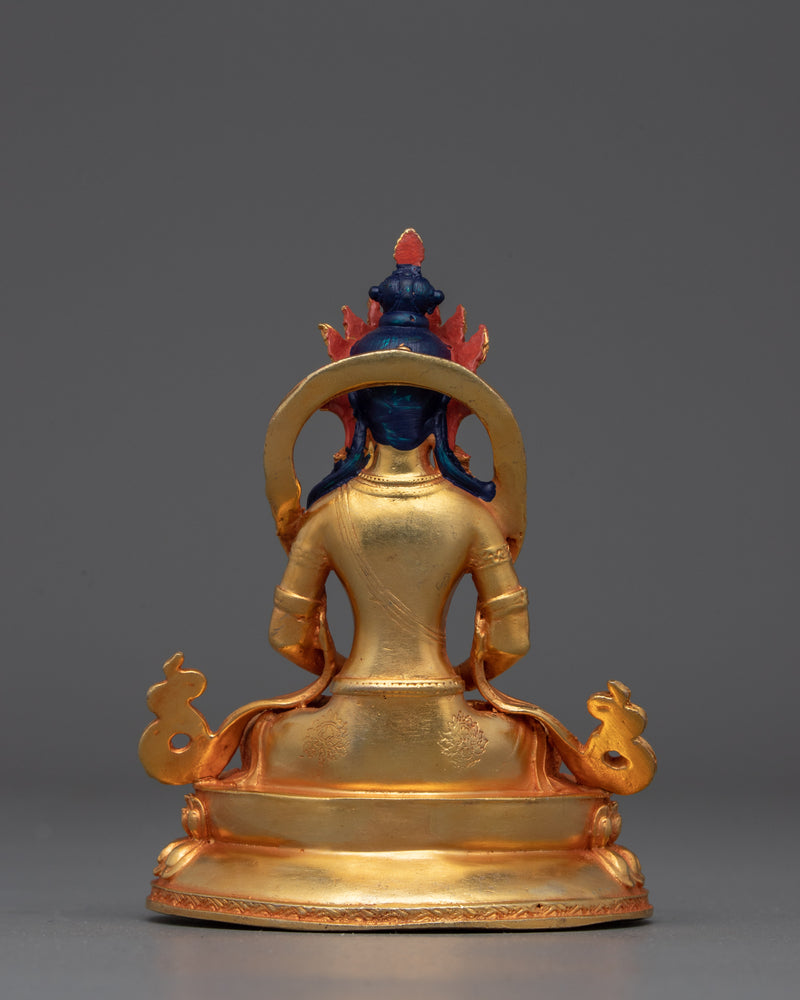 Gold Electroplated Buddhist Amitayus Sculpture | The Buddha of Boundless Life