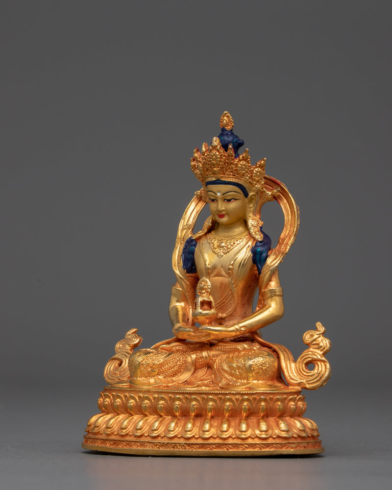 Gold Electroplated Buddhist Amitayus Sculpture | The Buddha of Boundless Life