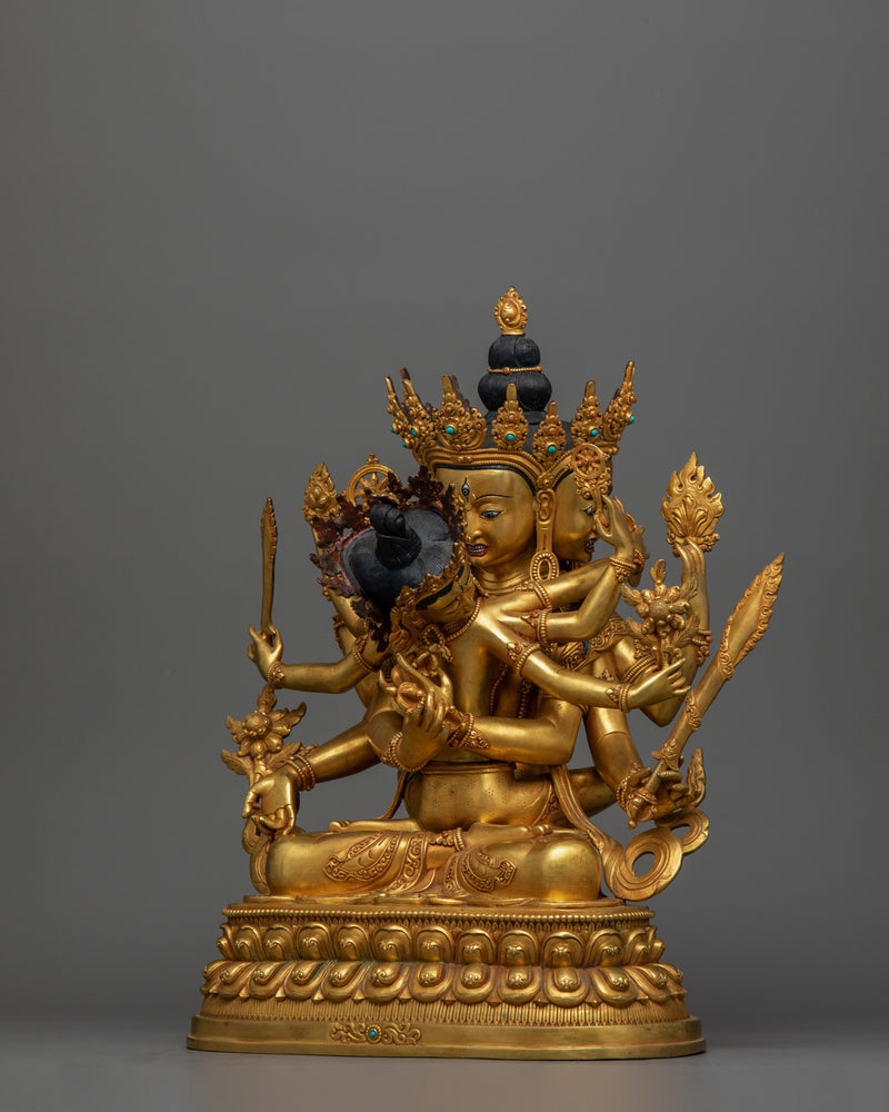 Gold Gilded Guhyasamaja 13 Inch Statue | The Mystery of Tathāgatahood Buddhahood