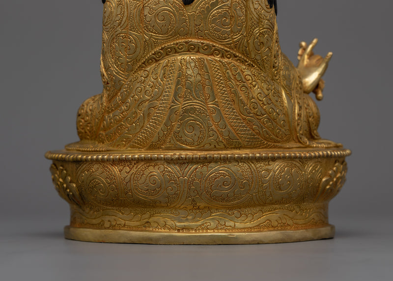 Handcrafted Guru Rinpoche Statue for Shrine| 24K Gold Gilded Copper Artwork