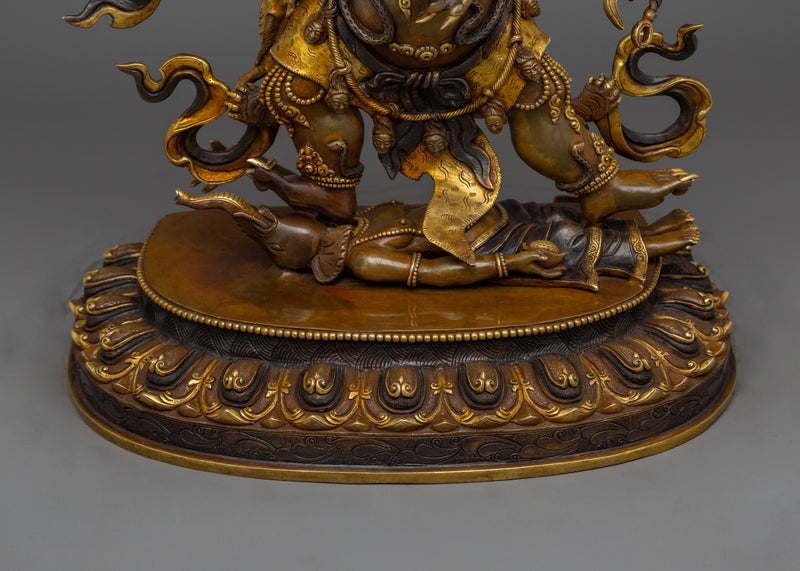 Six Armed Mahakala Protector Deity Sacred Figurine | Guardian of the Dharma
