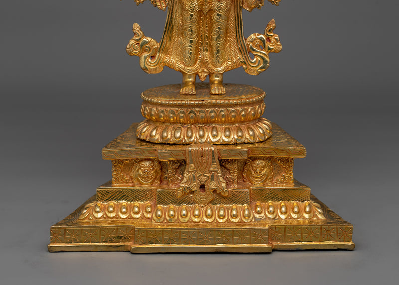 Magnificent 1000-Armed Chenrezig Statue | 19.7” 24K Gold Gilded Copper Statuette