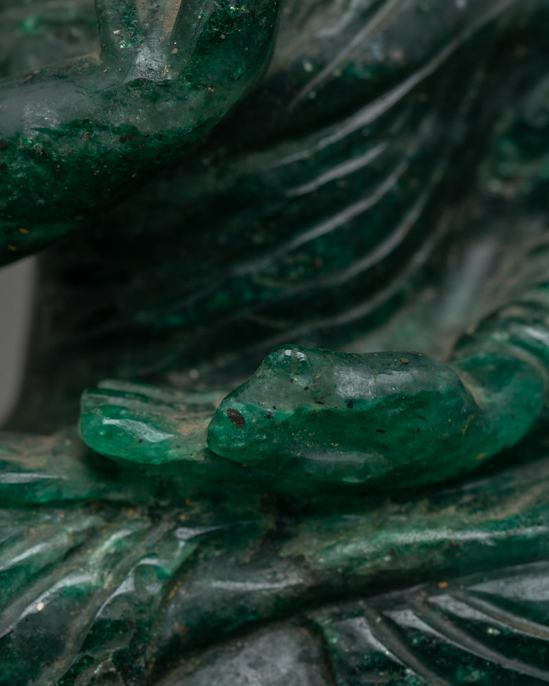 Amogasiddhi Green Buddha Figurine | One of the Five Dhyani Buddhas