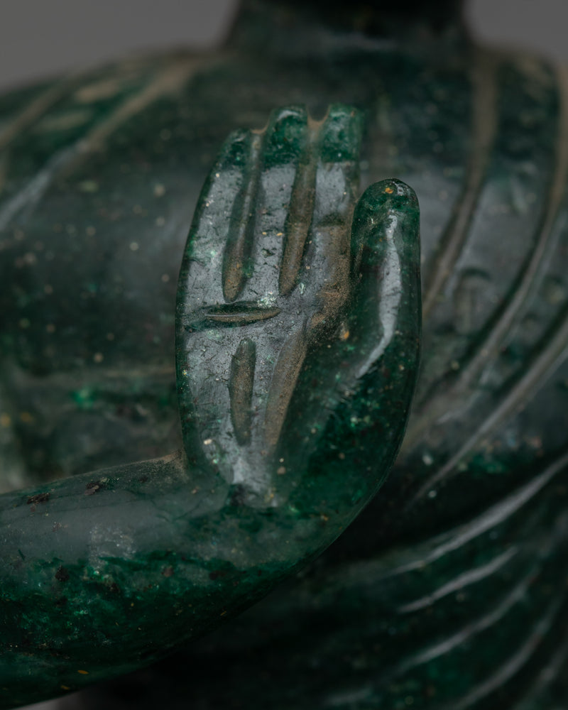 Amogasiddhi Green Buddha Figurine | One of the Five Dhyani Buddhas