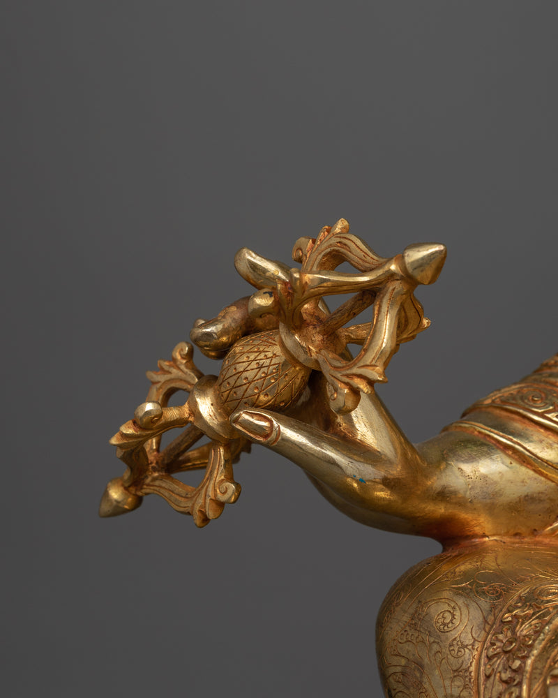 Majestic Guru Rinpoche Statue | 27.2” Handcrafted 24K Gold Gilded Masterpiece