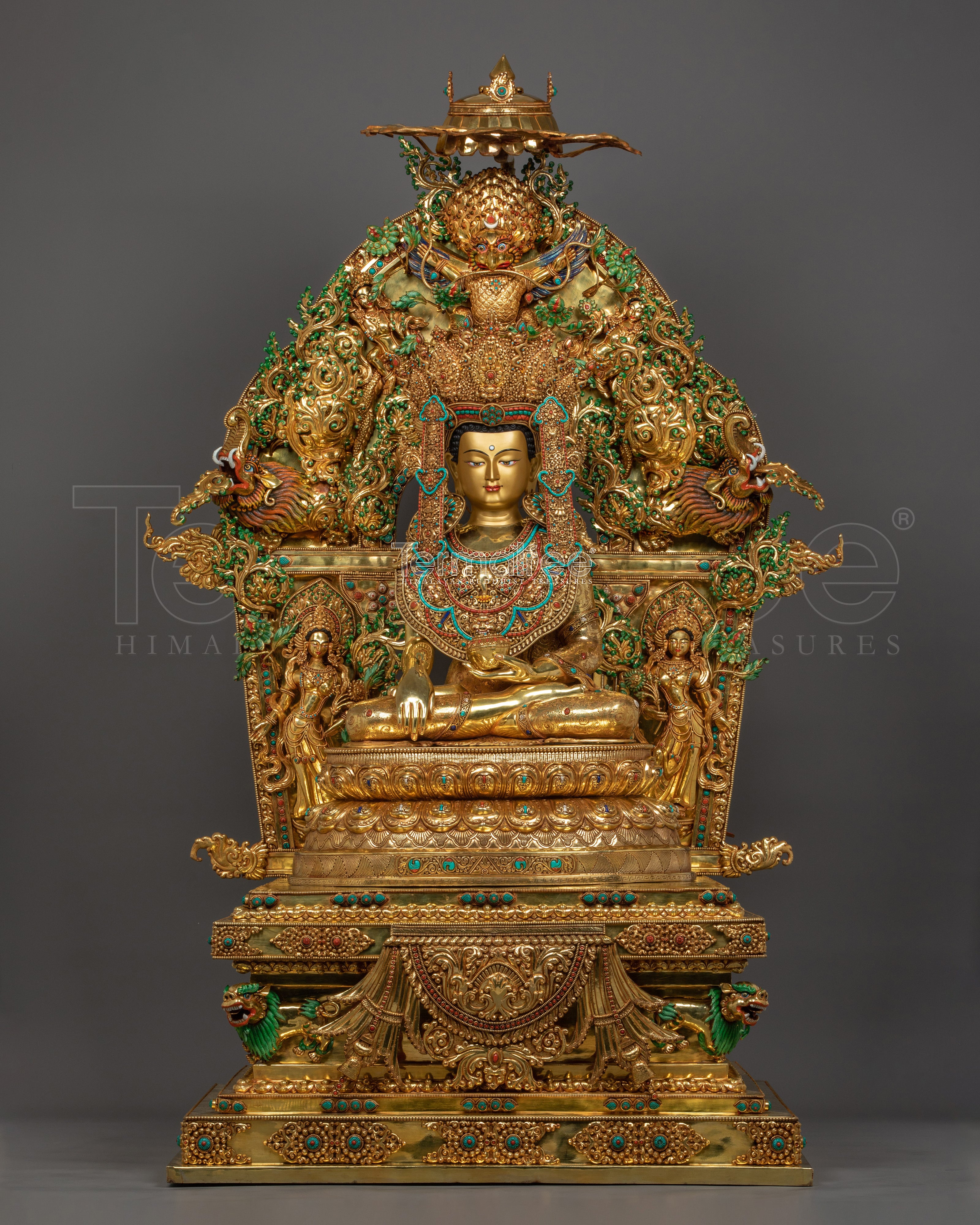 Majestic 61 Inch Shakyamuni Buddha Statue | Triple-Layered 24K Gold Gilded Masterpiece
