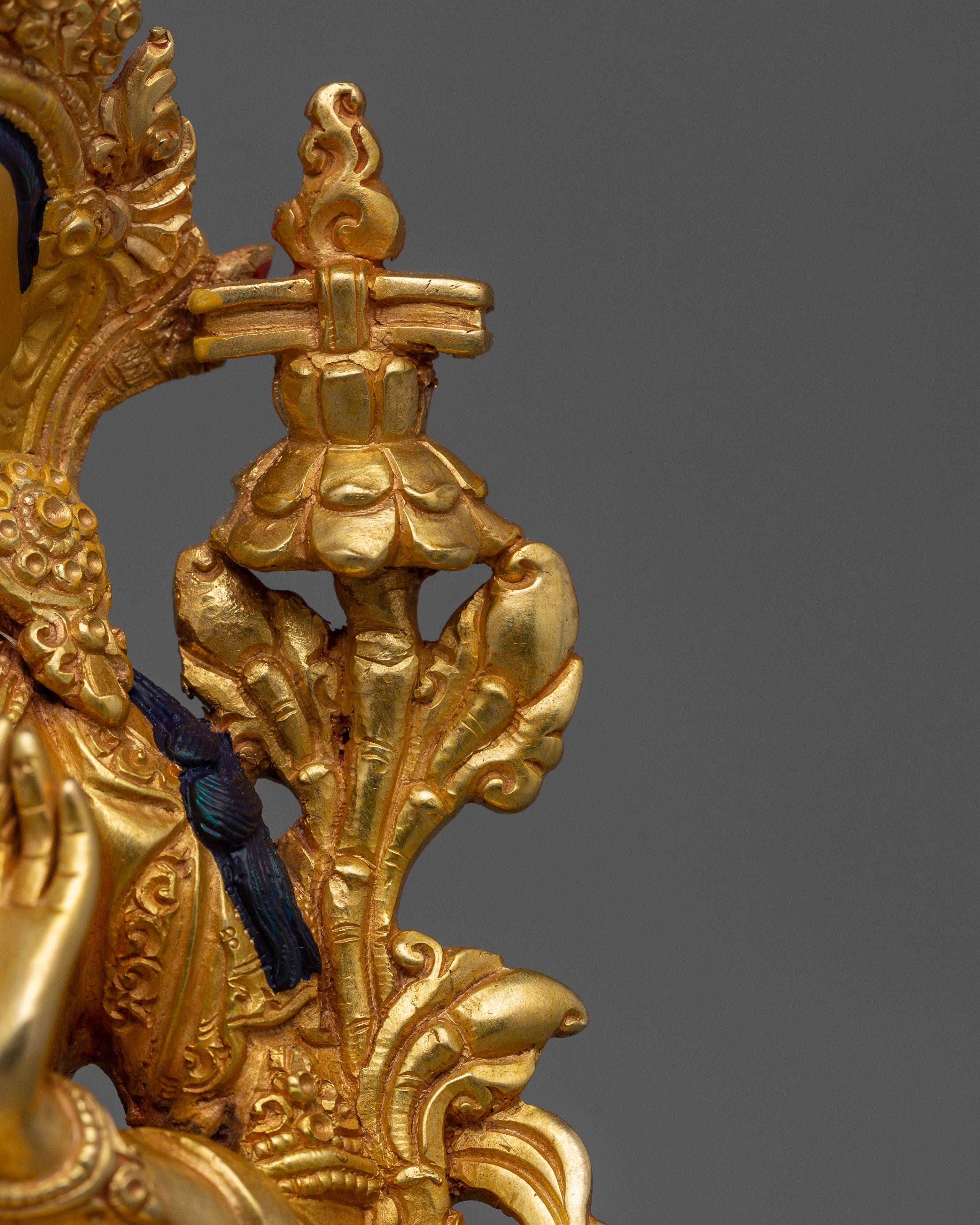 Wisdom Deity Manjushri Figurine | 24K Gold Gilded Teacher of the Buddhas