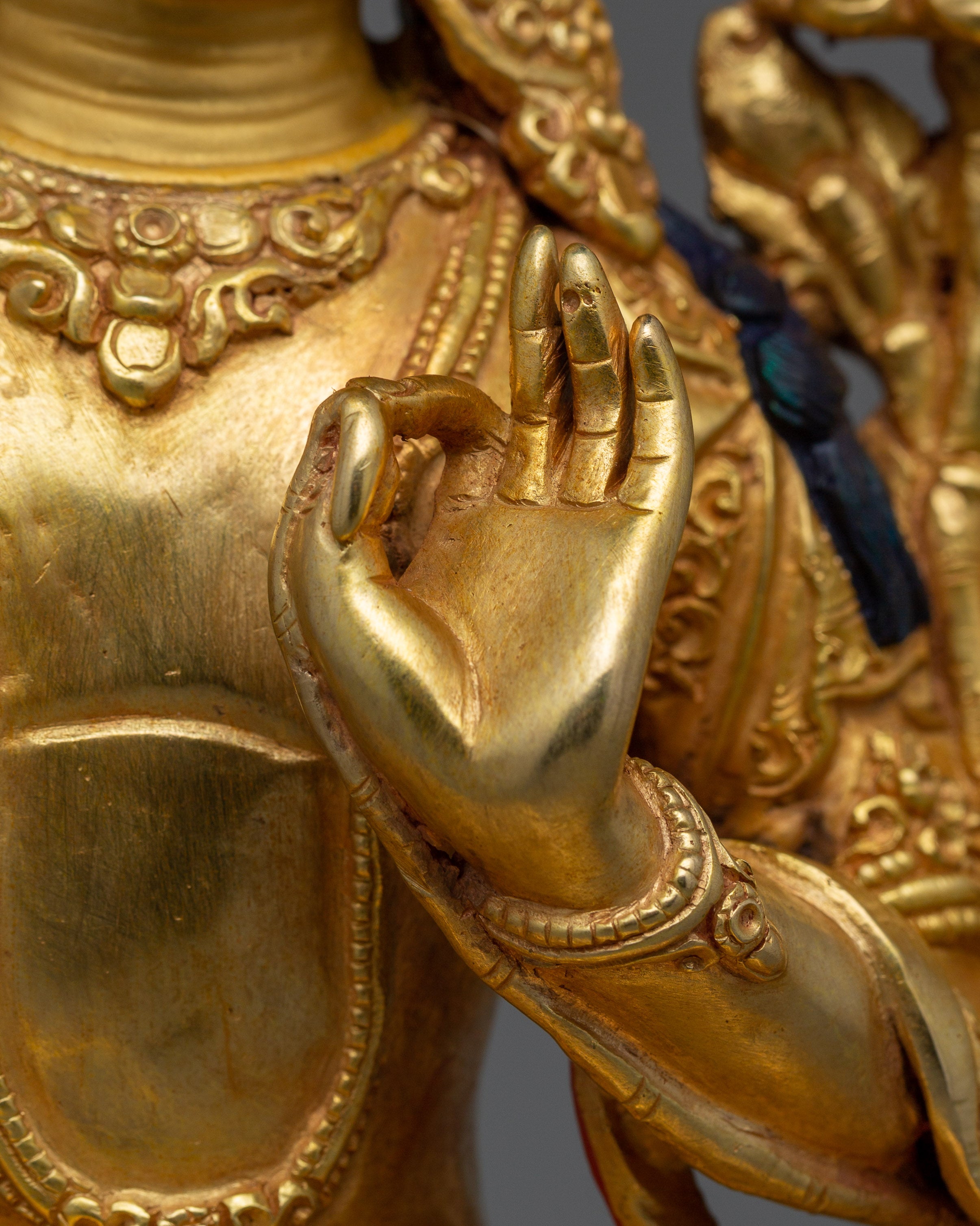 Wisdom Deity Manjushri Figurine | 24K Gold Gilded Teacher of the Buddhas