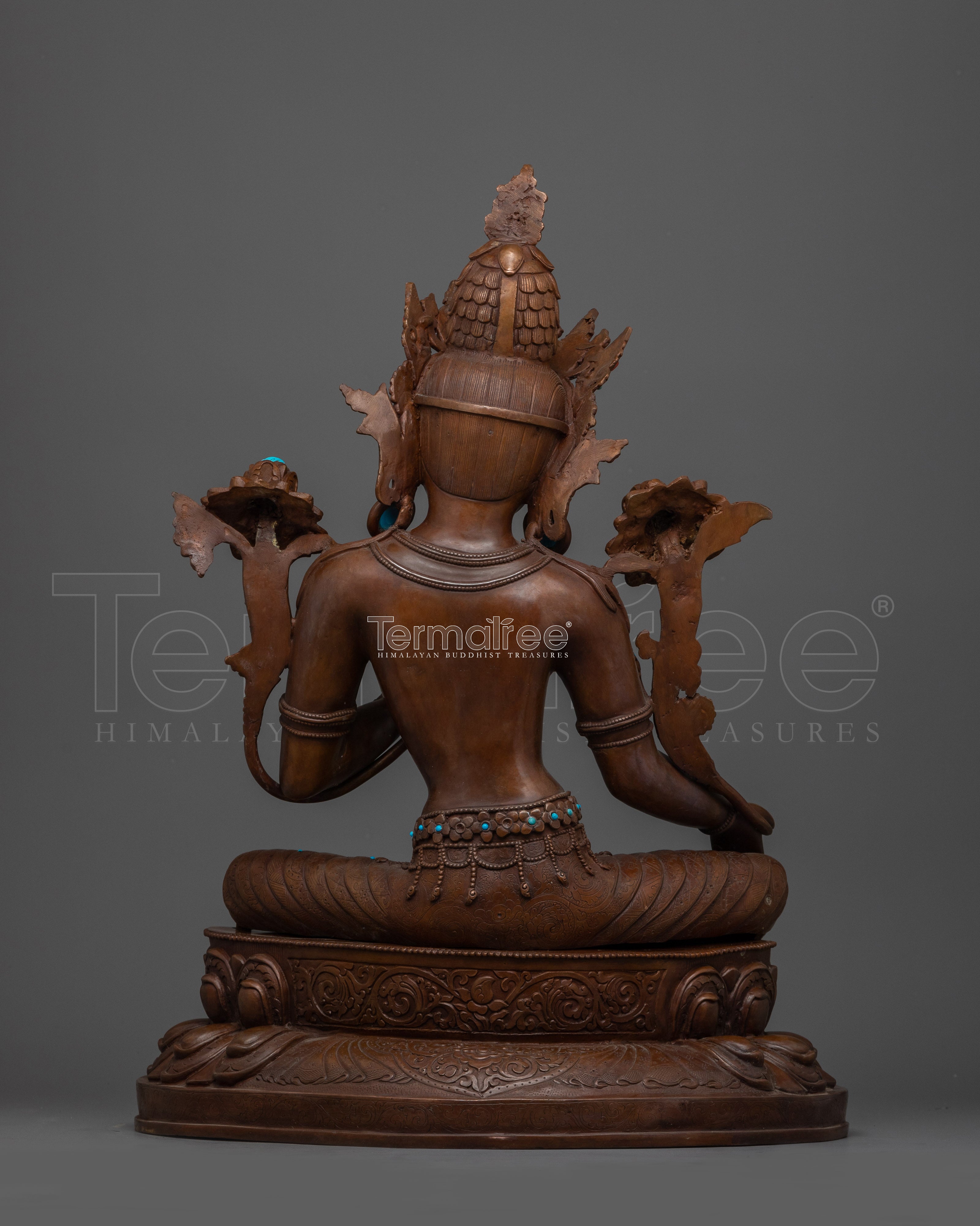 Oxidized Copper Mother of Liberation Green Tara Sculpture | Shyama Tara Compassionate Deity