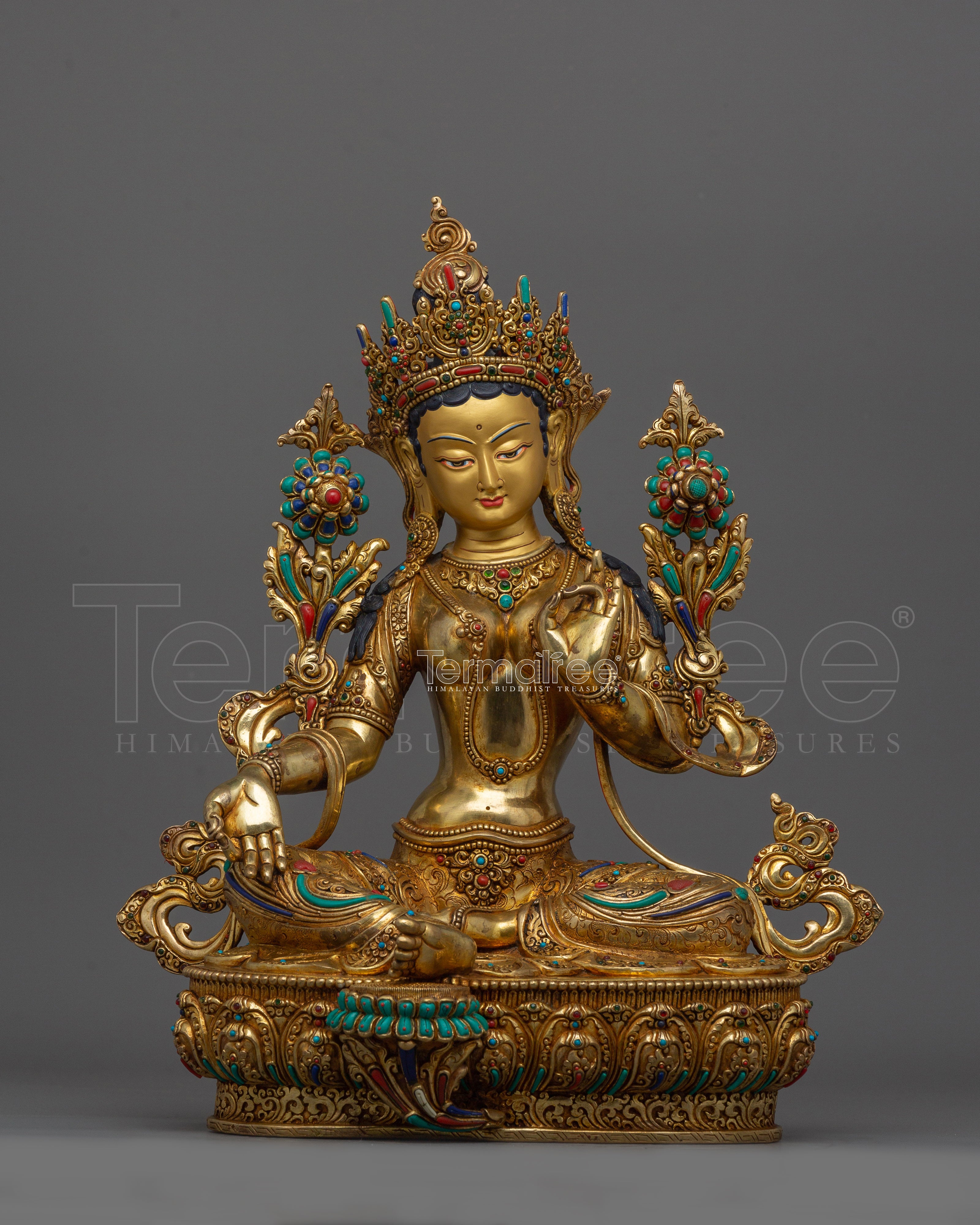 Tibetan Green Tara Female Deity Statue | Himalayan Goddess Tara Sculpture