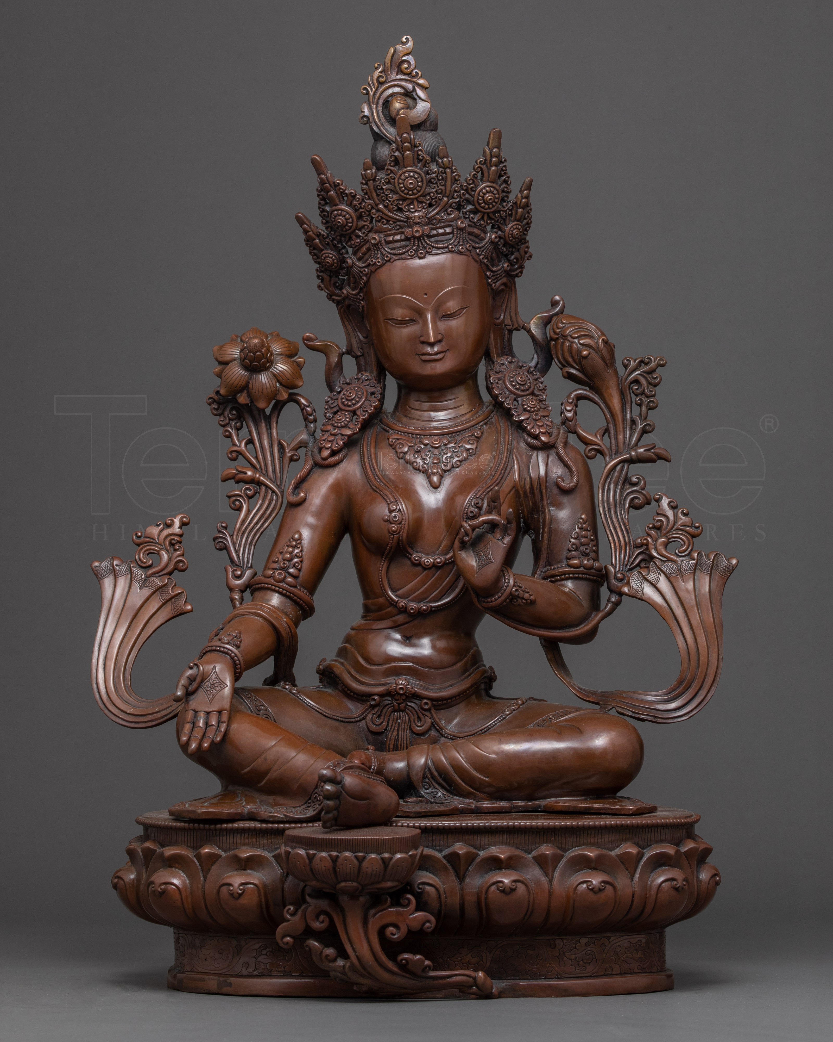 Goddess Green Tara Statue | Traditionally Hand Carved Sculpture