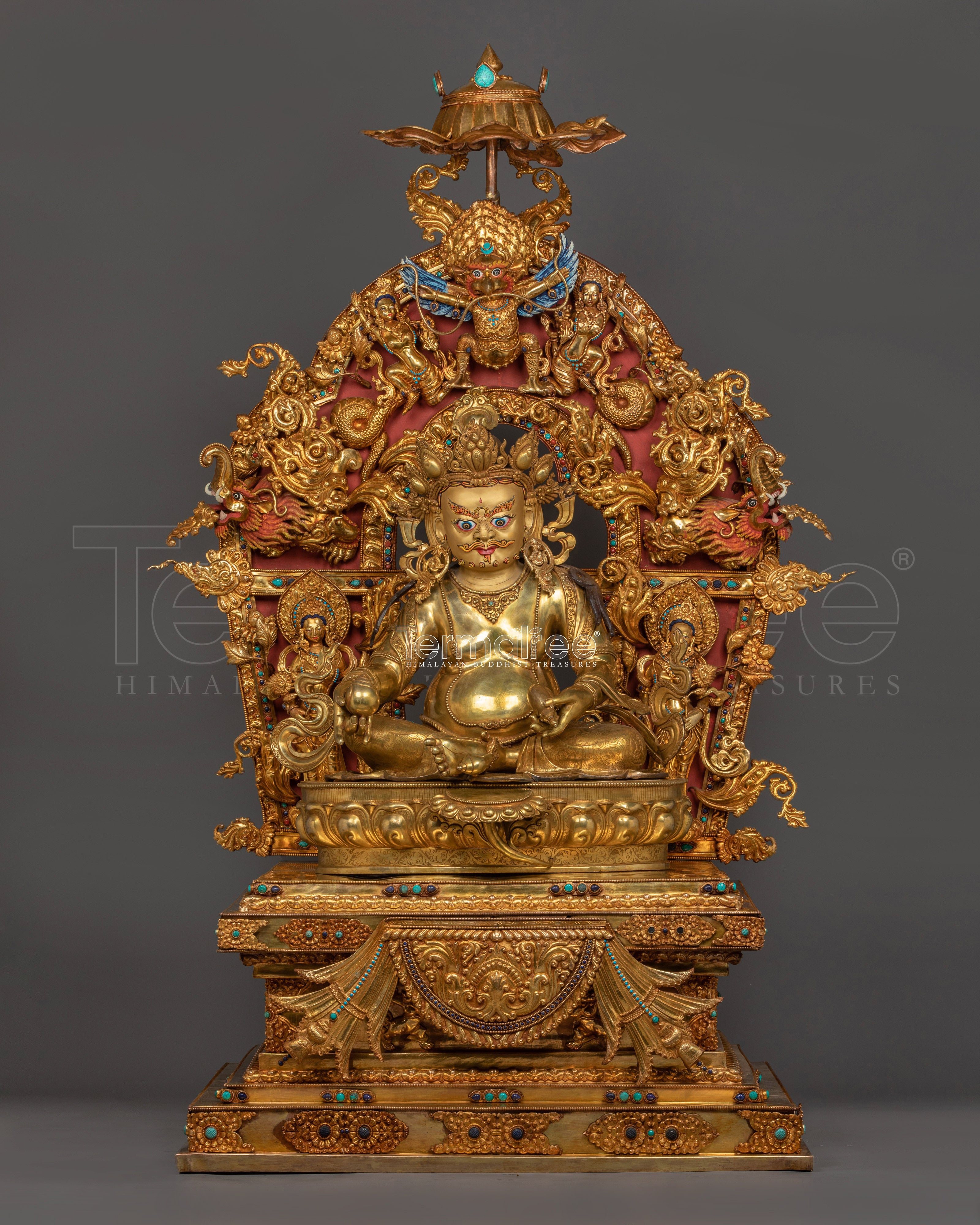 60.2 Inch Dzambhala Sculpture With Halo | Enlightened Wealth Deity