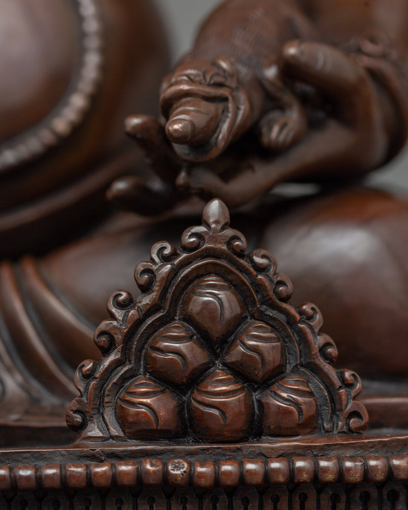 Tibetan Religious Dzambhala Statue | 12.6 Inch Oxidized Copper Art