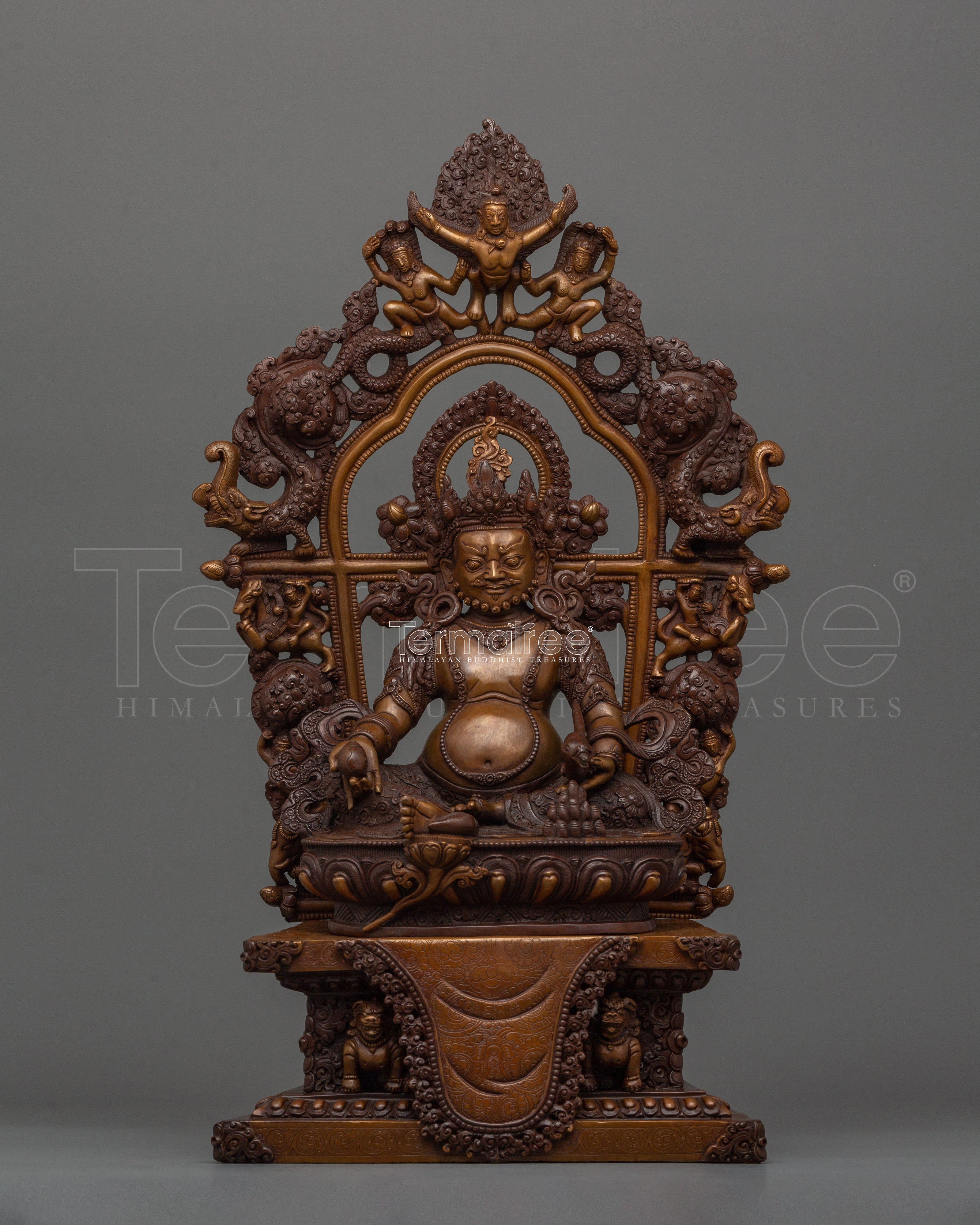 Magnificent Zambhala Statue | 16.9” Handcrafted Oxidized Copper Art