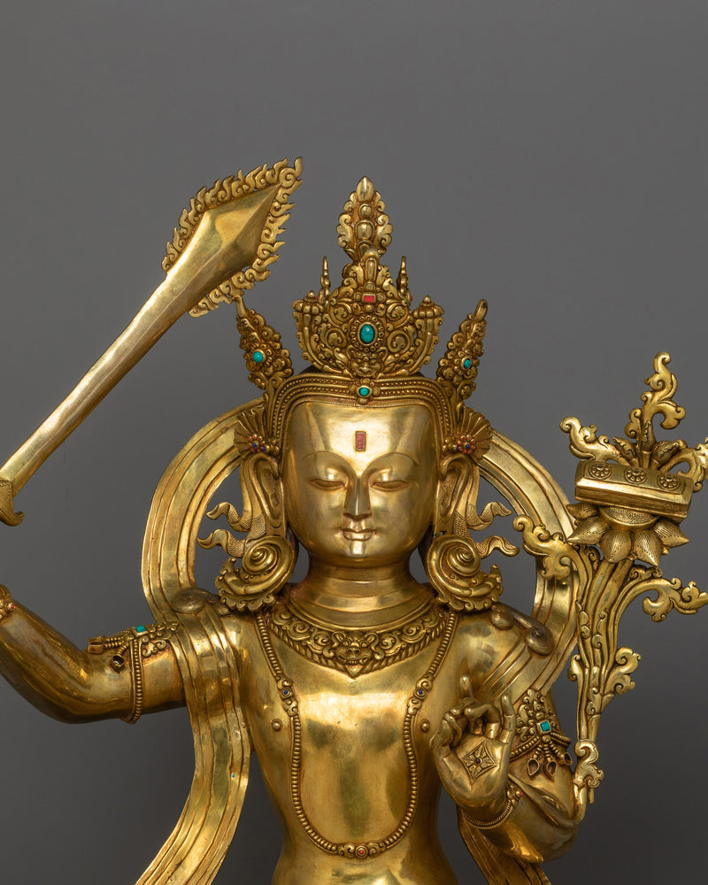 Manjushri Statue With Flaming Sword | Guardian of Dharma