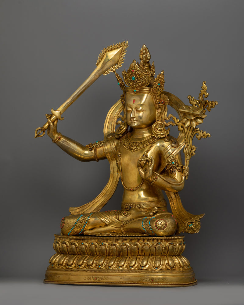 Manjushri Statue With Flaming Sword | Guardian of Dharma