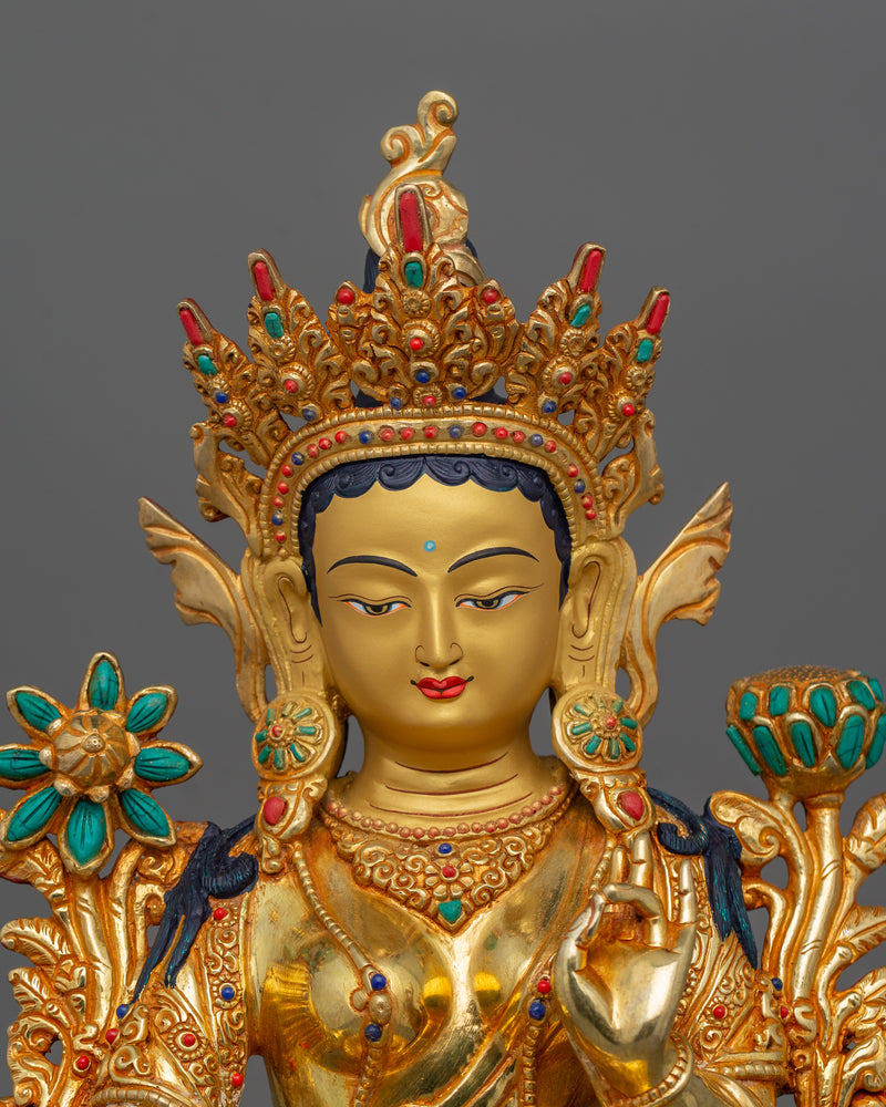 Green Tara the Compassionate Saviouress Sculpture | Symbol of Compassion and Healing