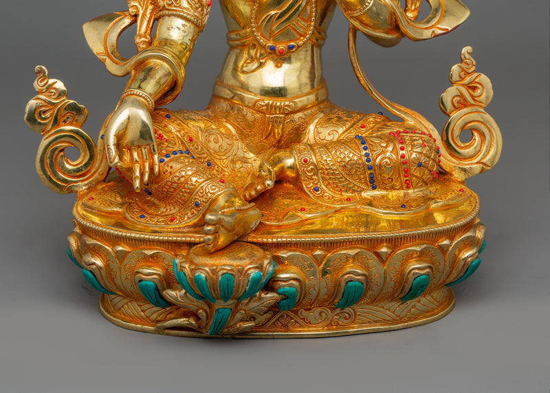 Green Tara the Compassionate Saviouress Sculpture | Symbol of Compassion and Healing