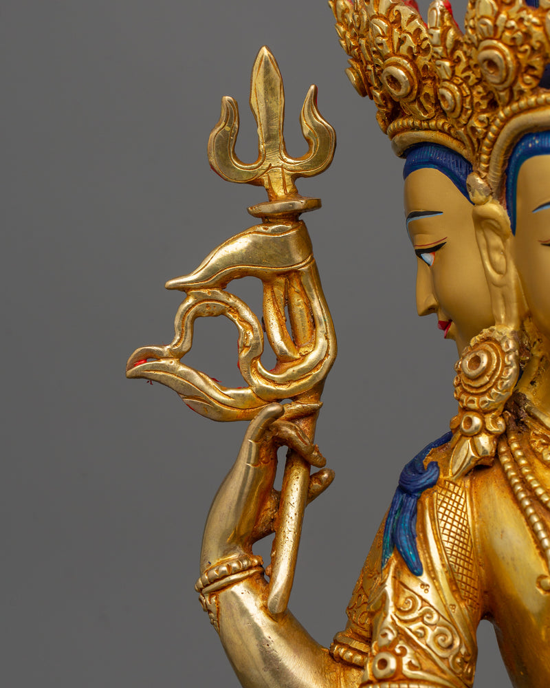 Tibetan Amoghapasha Compassion Deity Statue | Copper Body Buddhist Sculpture