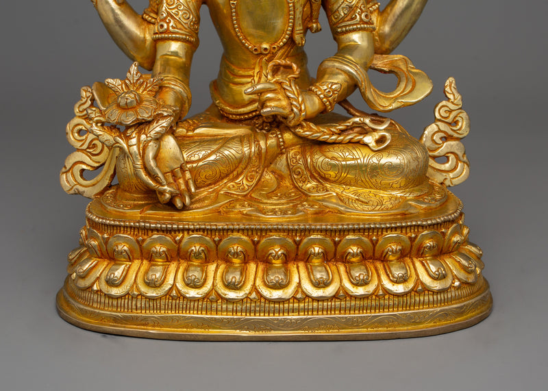Tibetan Amoghapasha Compassion Deity Statue | Copper Body Buddhist Sculpture