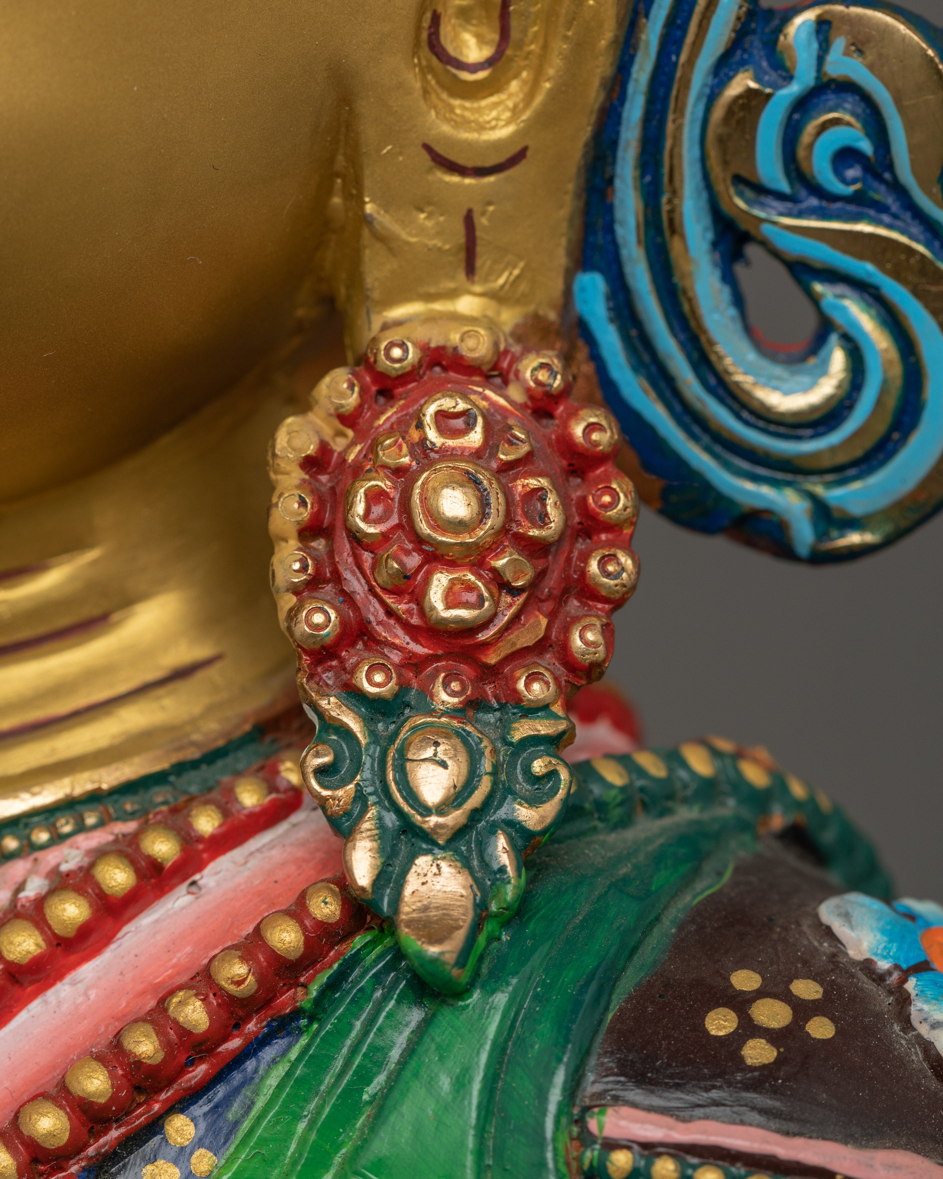 Colorful Crown Shakyamuni Buddha Statue | Handmade in Nepal
