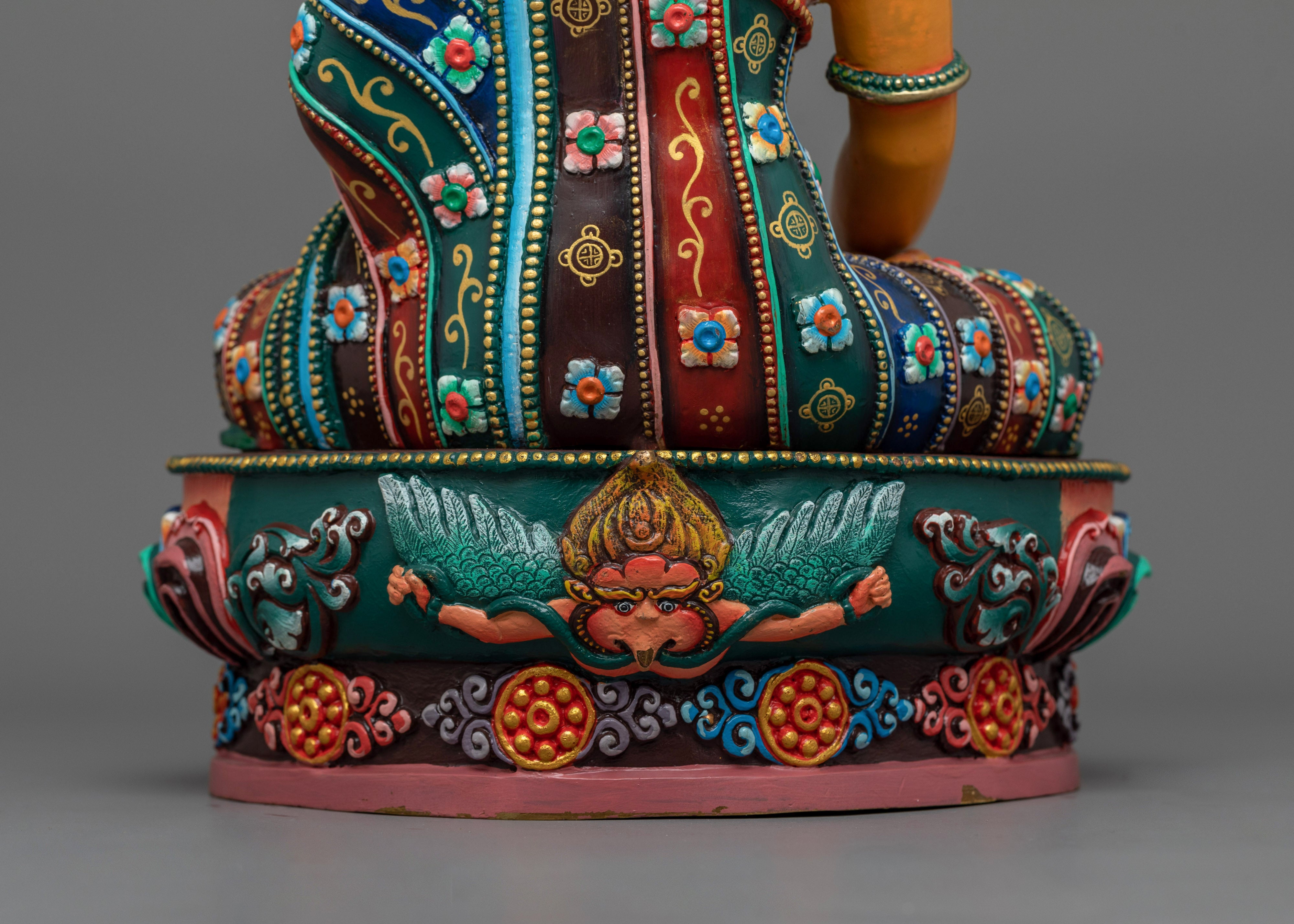 Colorful Crown Shakyamuni Buddha Statue | Handmade in Nepal
