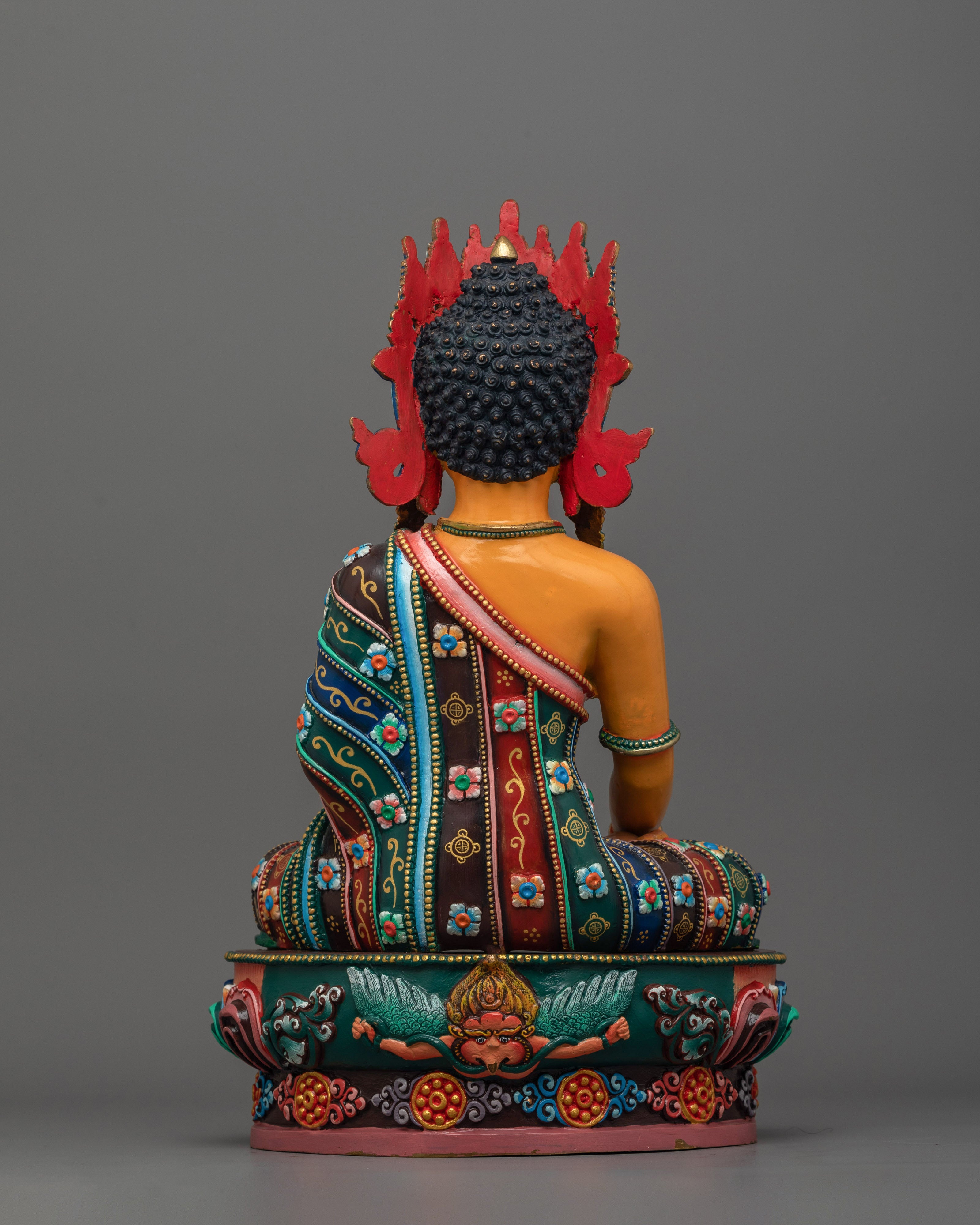 Colorful Crown Shakyamuni Buddha Statue | Handmade in Nepal