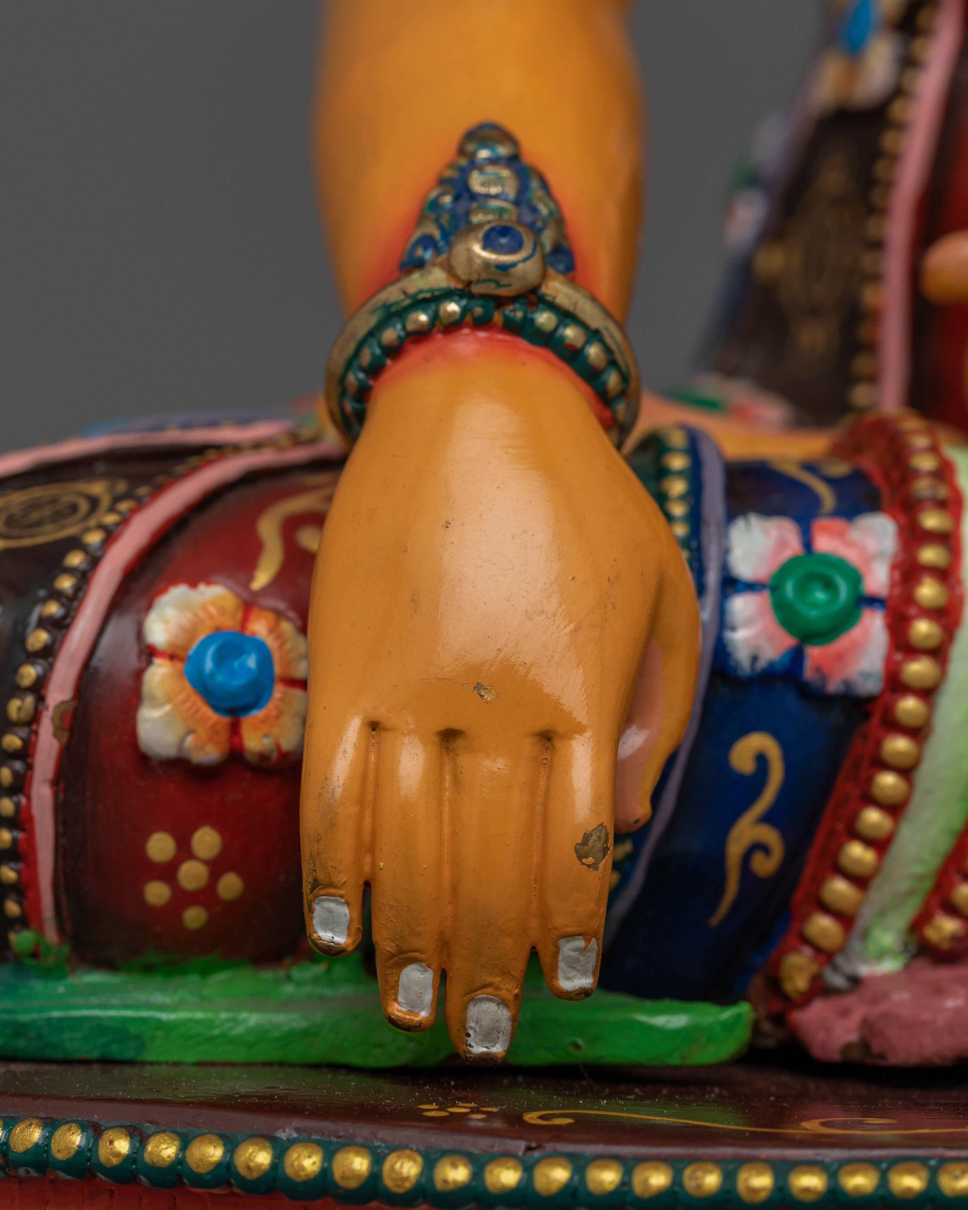 Colorful Crown Shakyamuni Buddha Statue | Handmade in Nepal