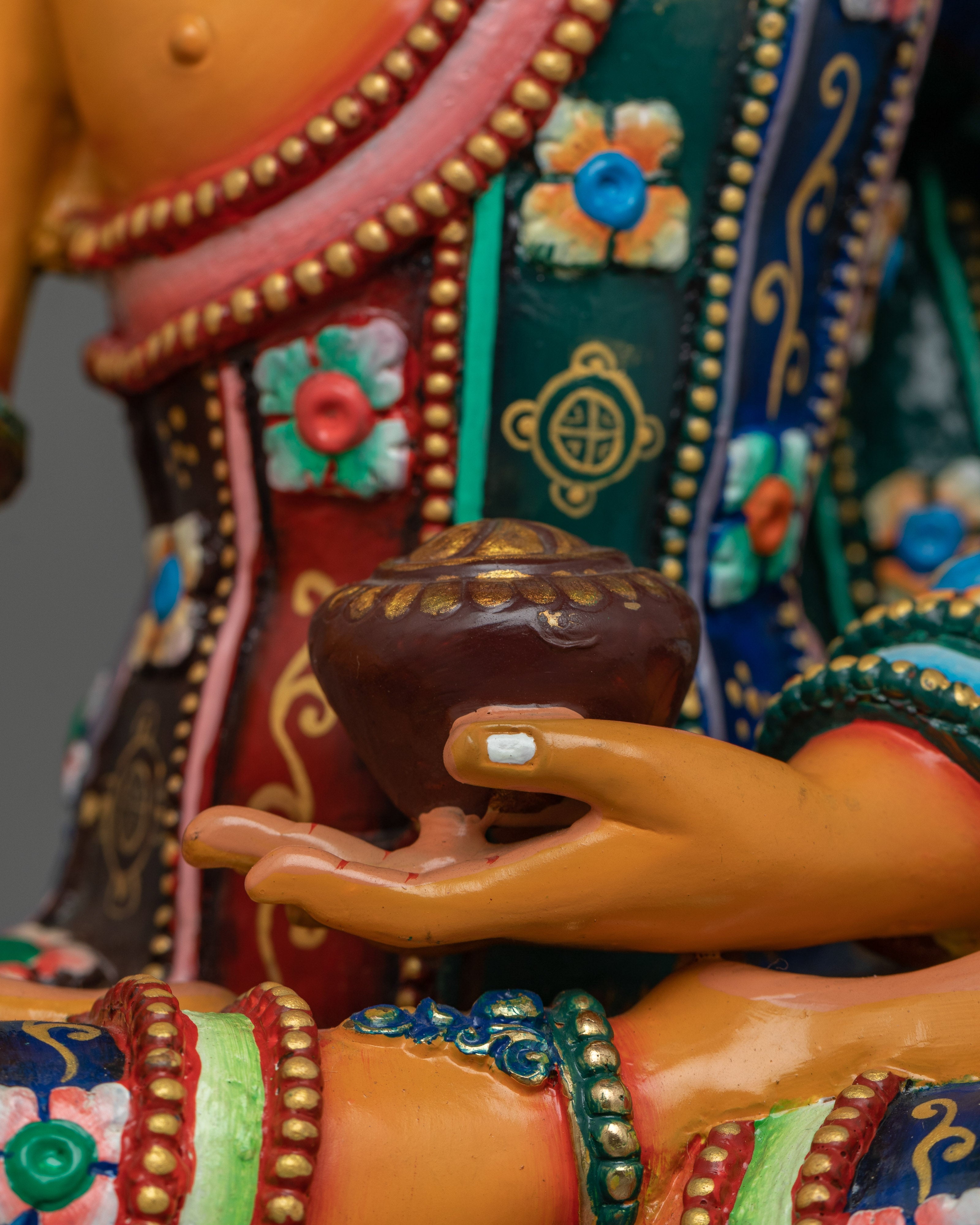 Colorful Crown Shakyamuni Buddha Statue | Handmade in Nepal