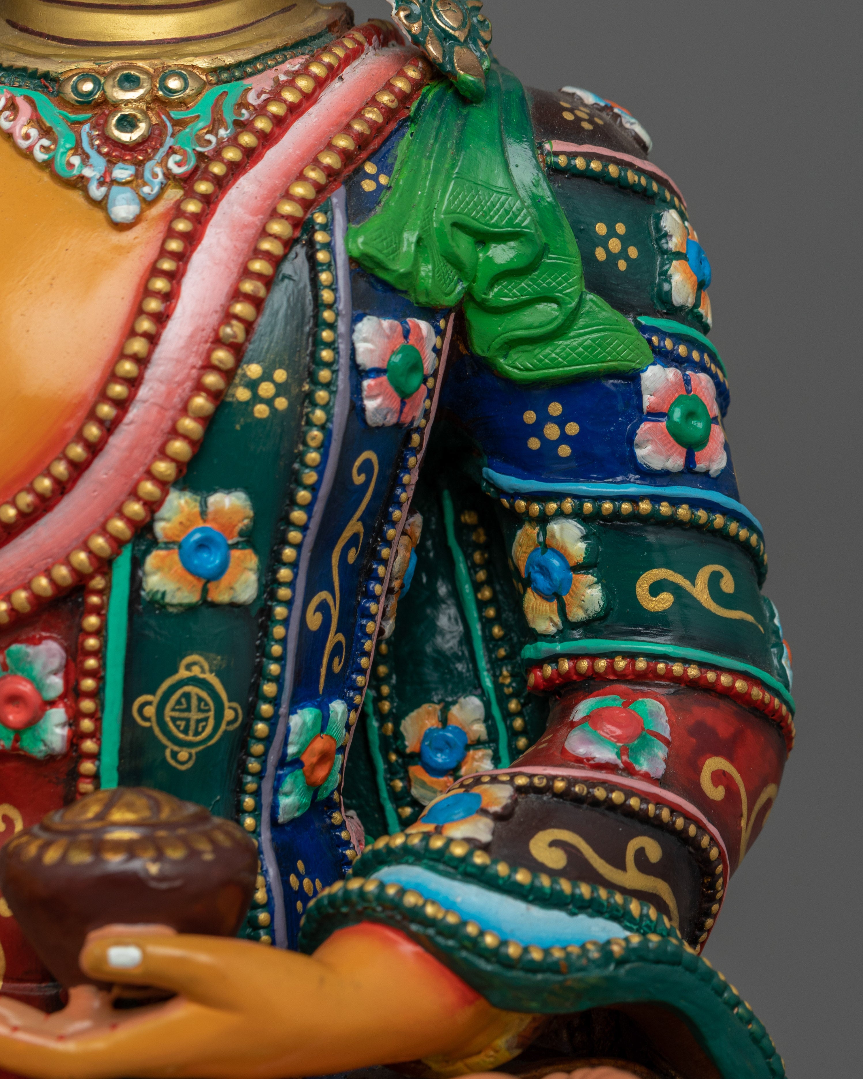 Colorful Crown Shakyamuni Buddha Statue | Handmade in Nepal